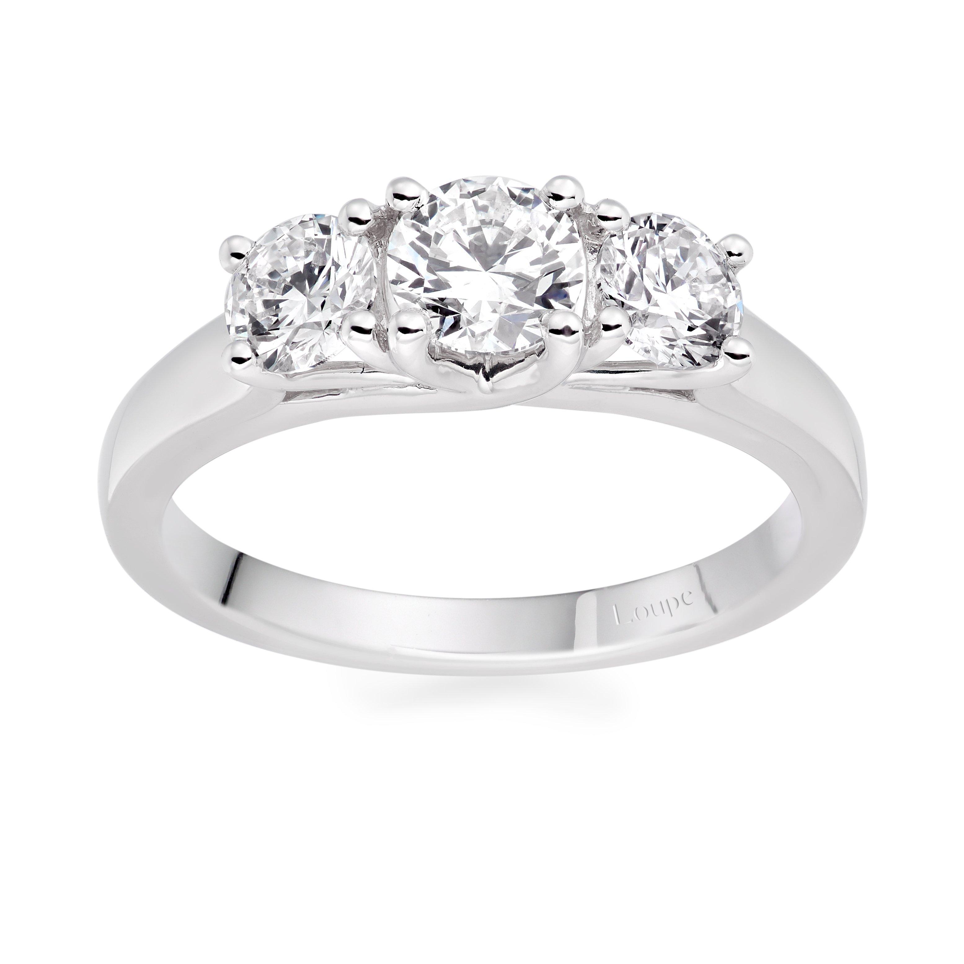 Loupe Icons Three Stone Diamond Ring in Platinum