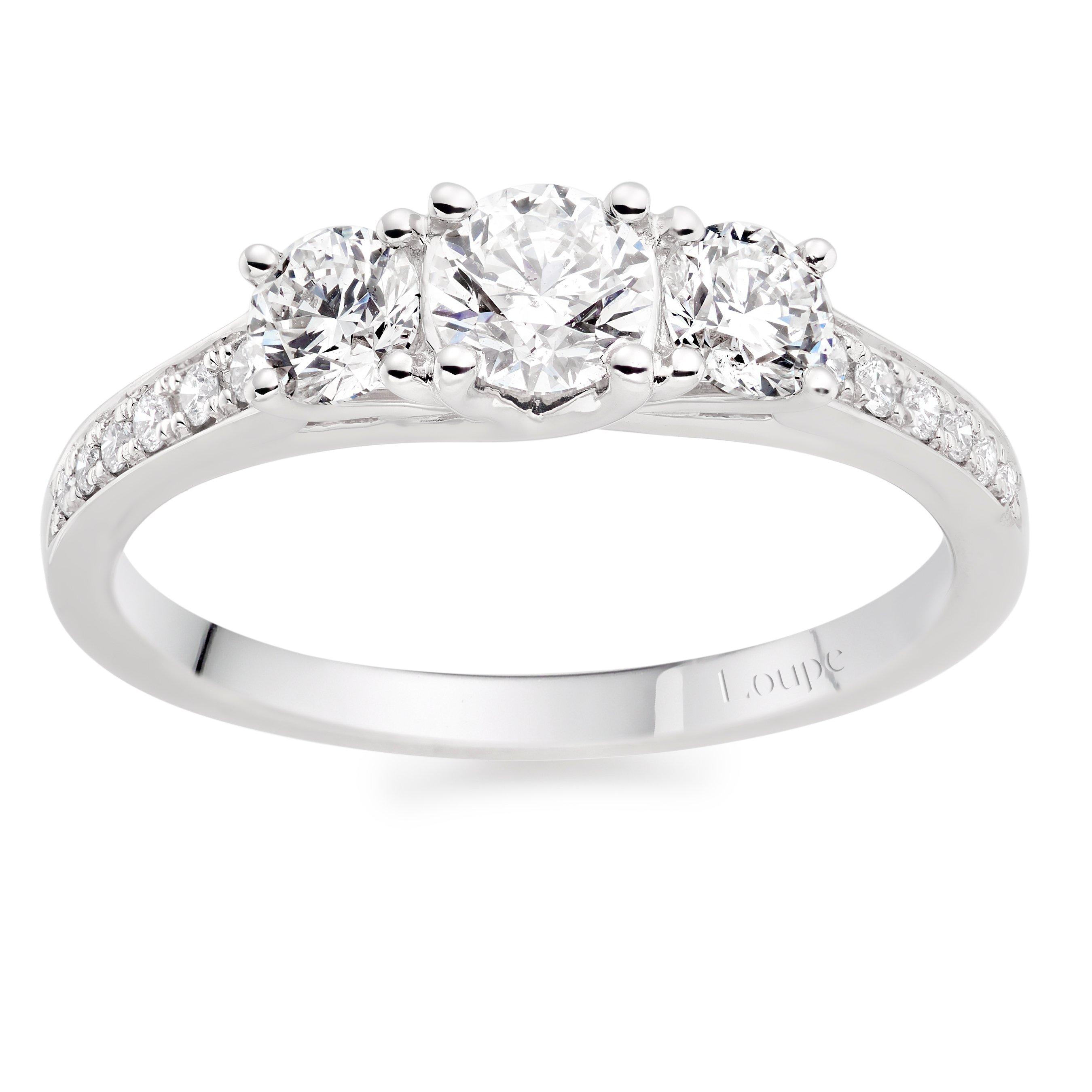 Loupe Icons Three Stone Diamond Ring in Platinum