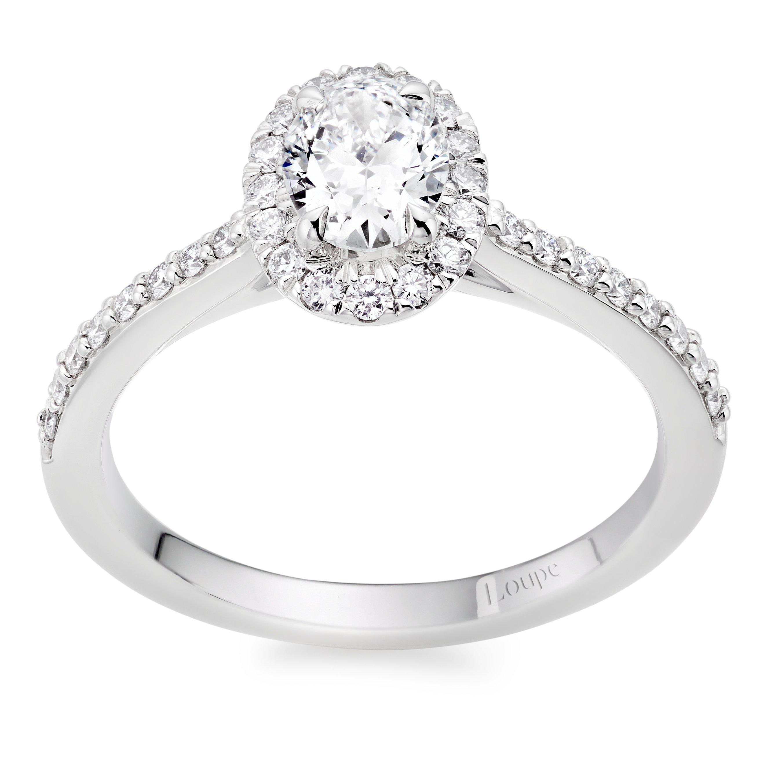 Loupe Celeste Halo Diamond Ring in Platinum