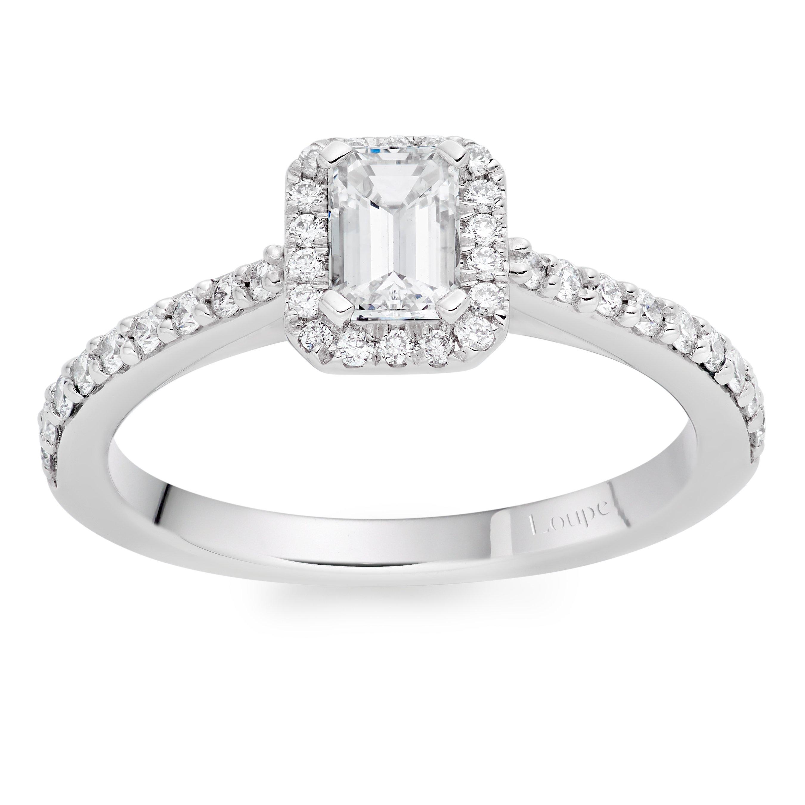 Loupe Celeste Halo Diamond Ring in Platinum