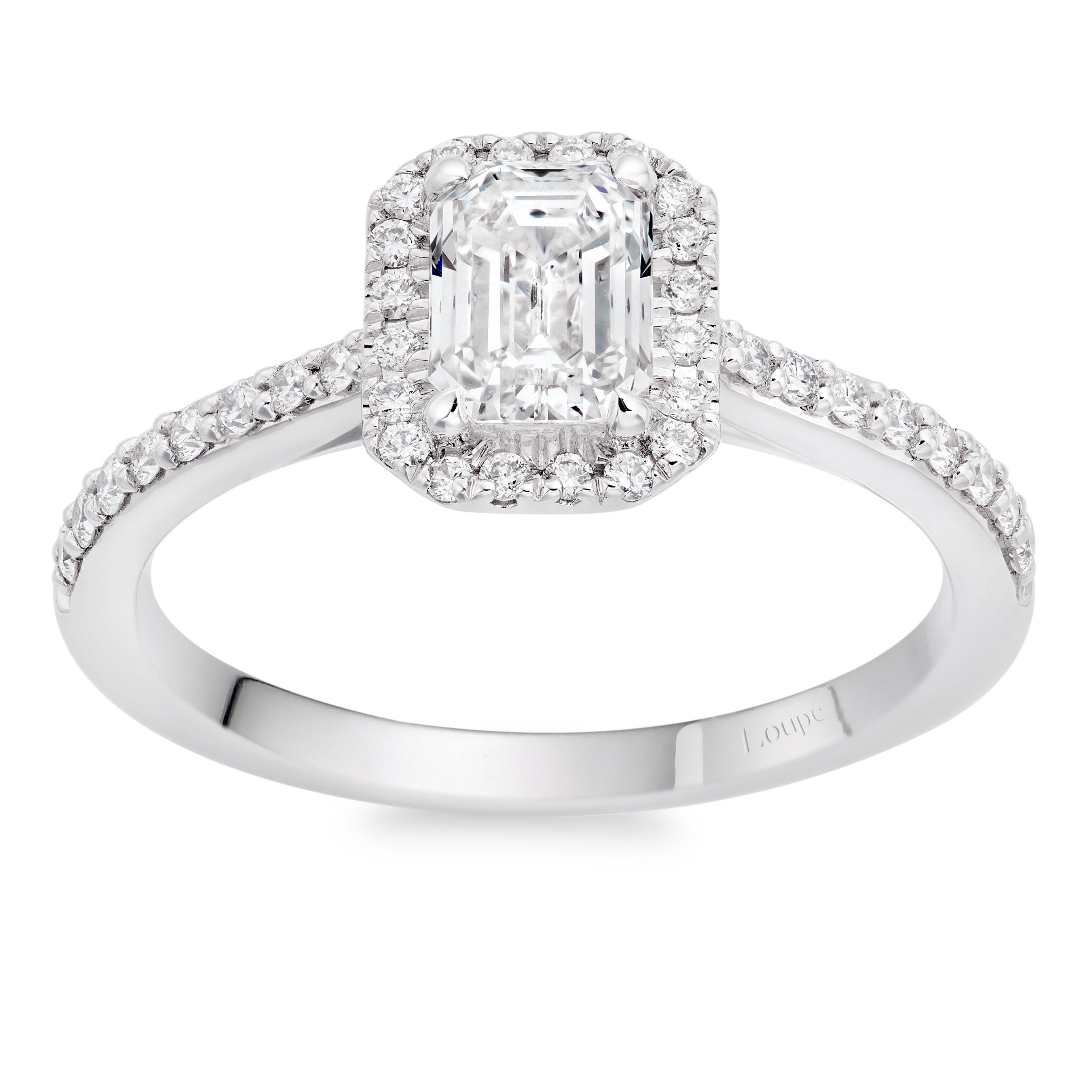 Loupe Celeste Halo Diamond Ring in Platinum