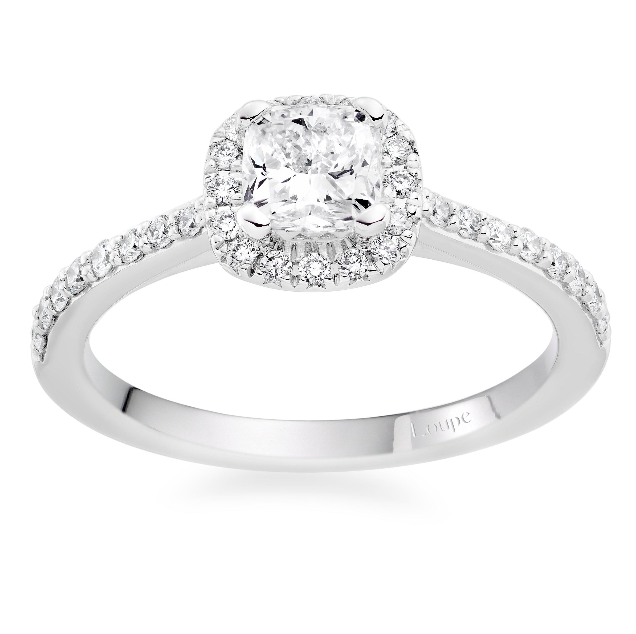 Loupe Celeste Halo Diamond Ring in Platinum