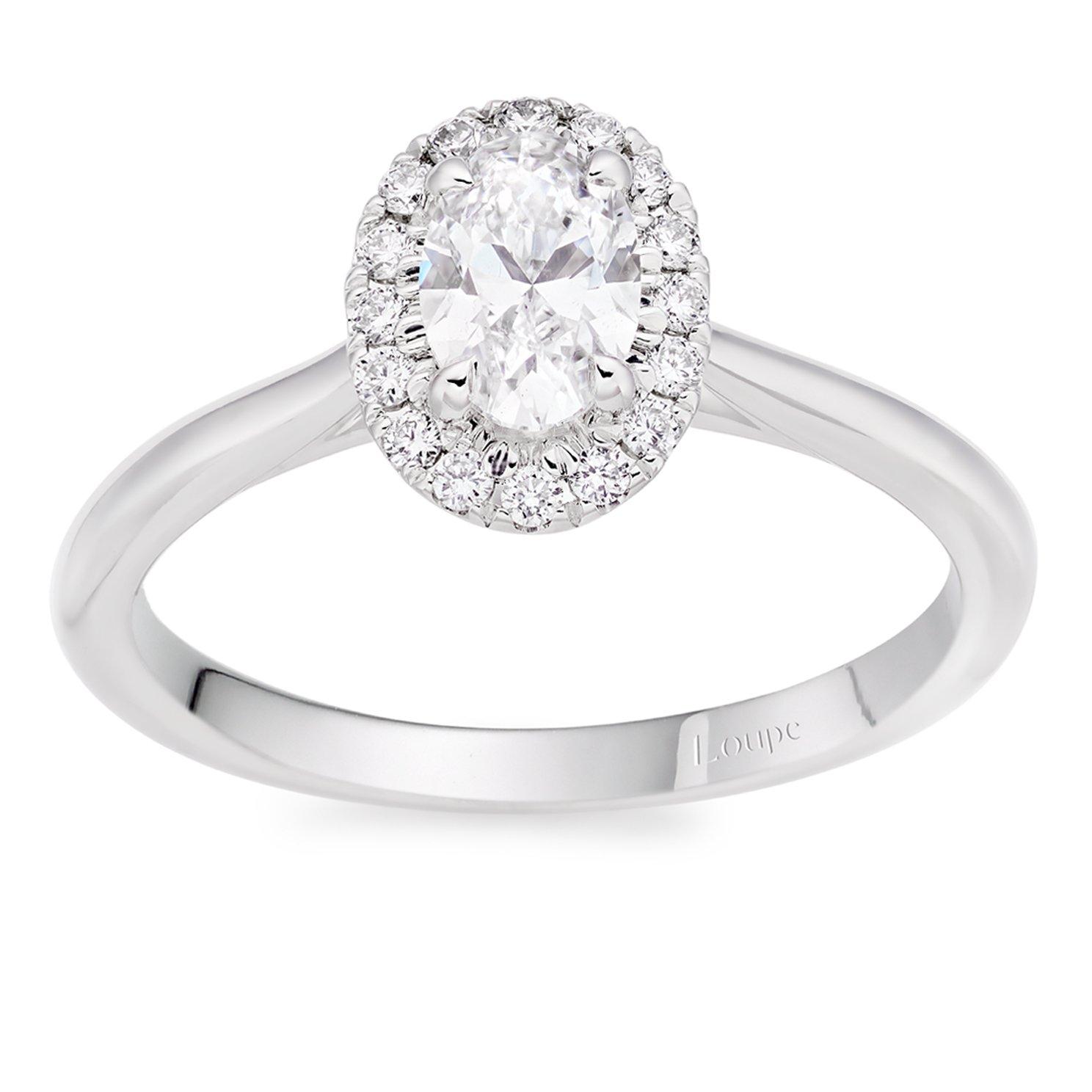 Loupe Celeste Halo Diamond Ring in Platinum