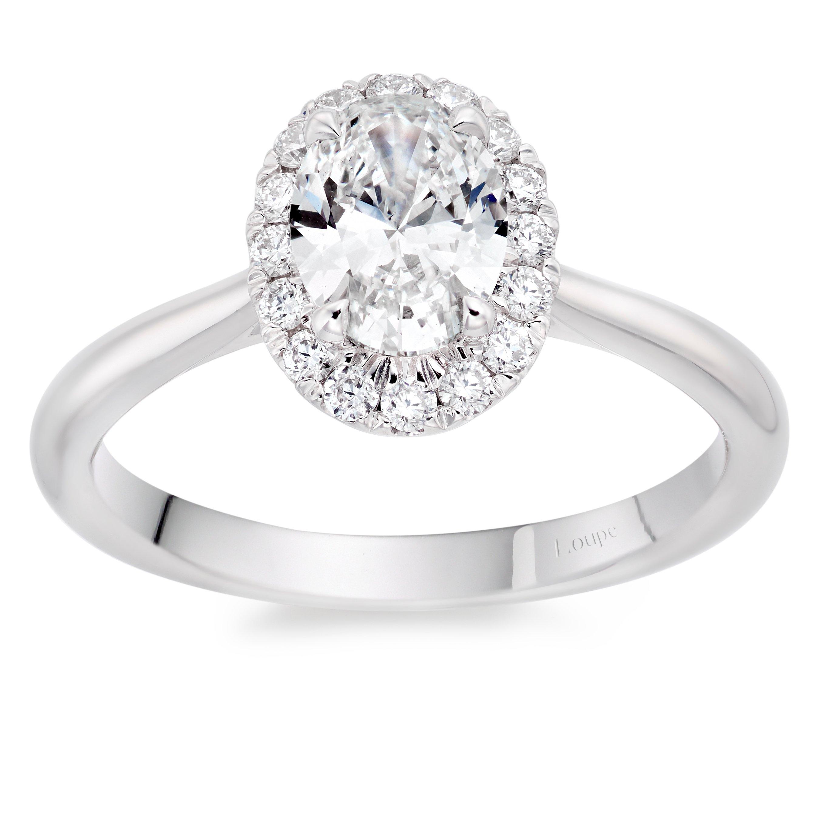 Loupe Celeste Halo Diamond Ring in Platinum