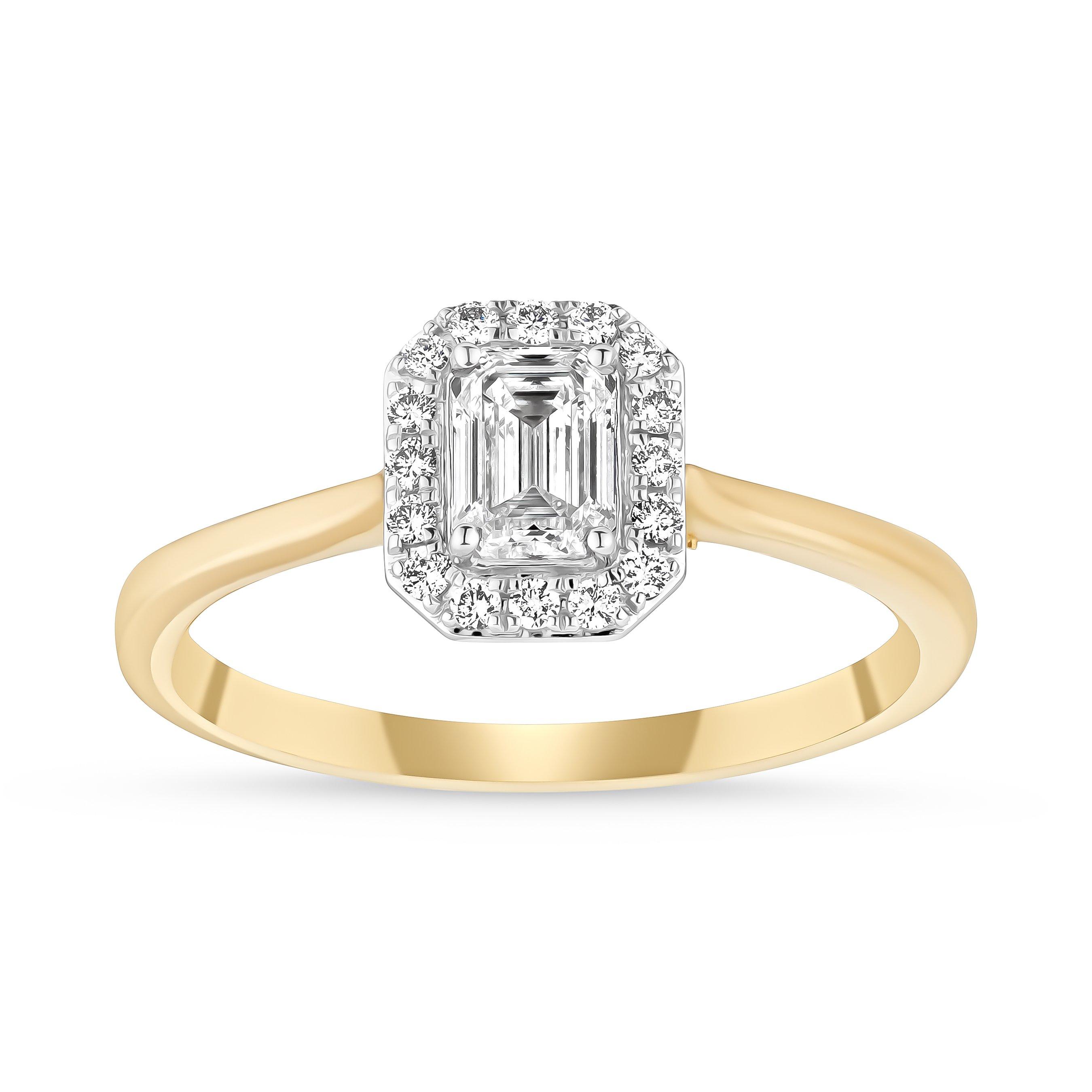 Royal Asscher 18ct Yellow Gold Emerald Cut Diamond Ring