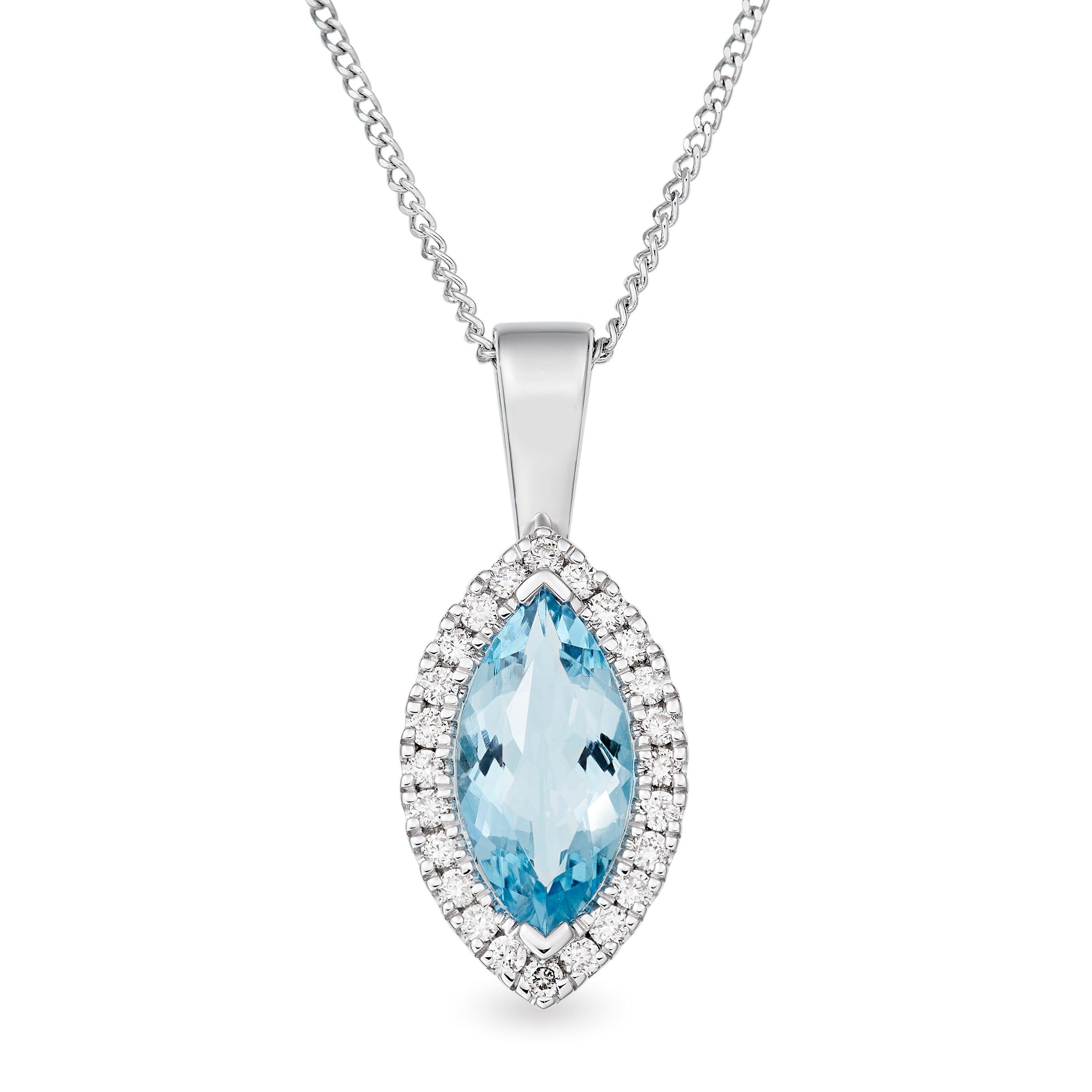 Spectrum Halo Aquamarine Pendant in 18ct White Gold