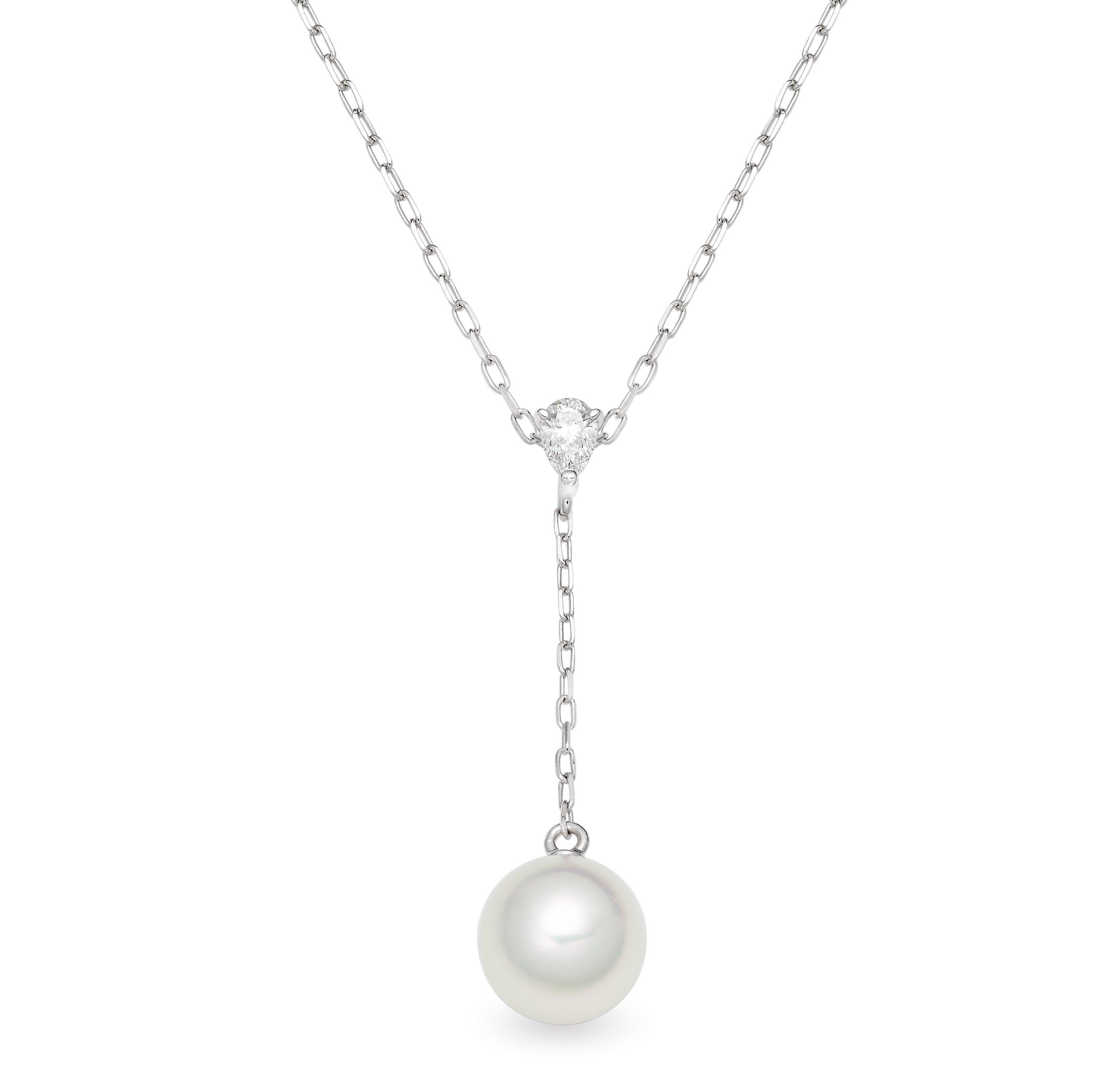 Mikimoto Classic Pearl and Diamond Pendant in 18ct White Gold