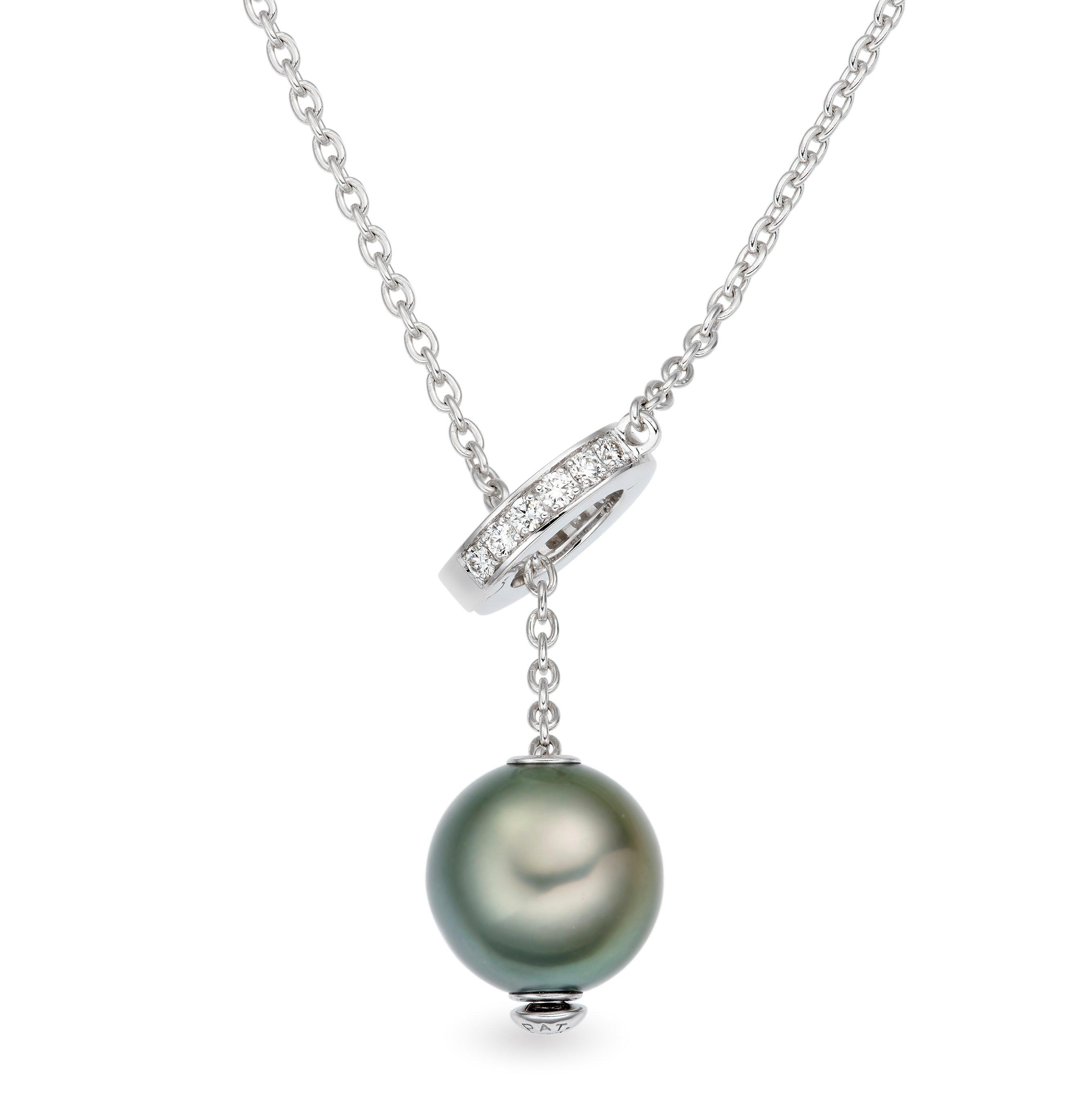 Pearls in Motion Pearl and Diamond Necklace in 18ct White Gold