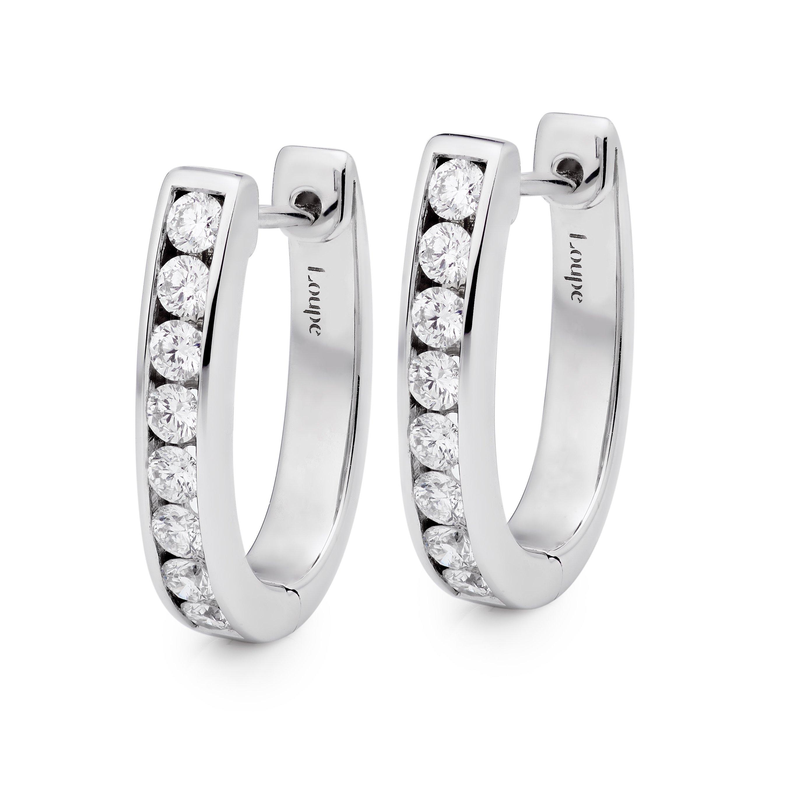 Loupe Icons Diamond Hoop Earrings in 18ct White Gold