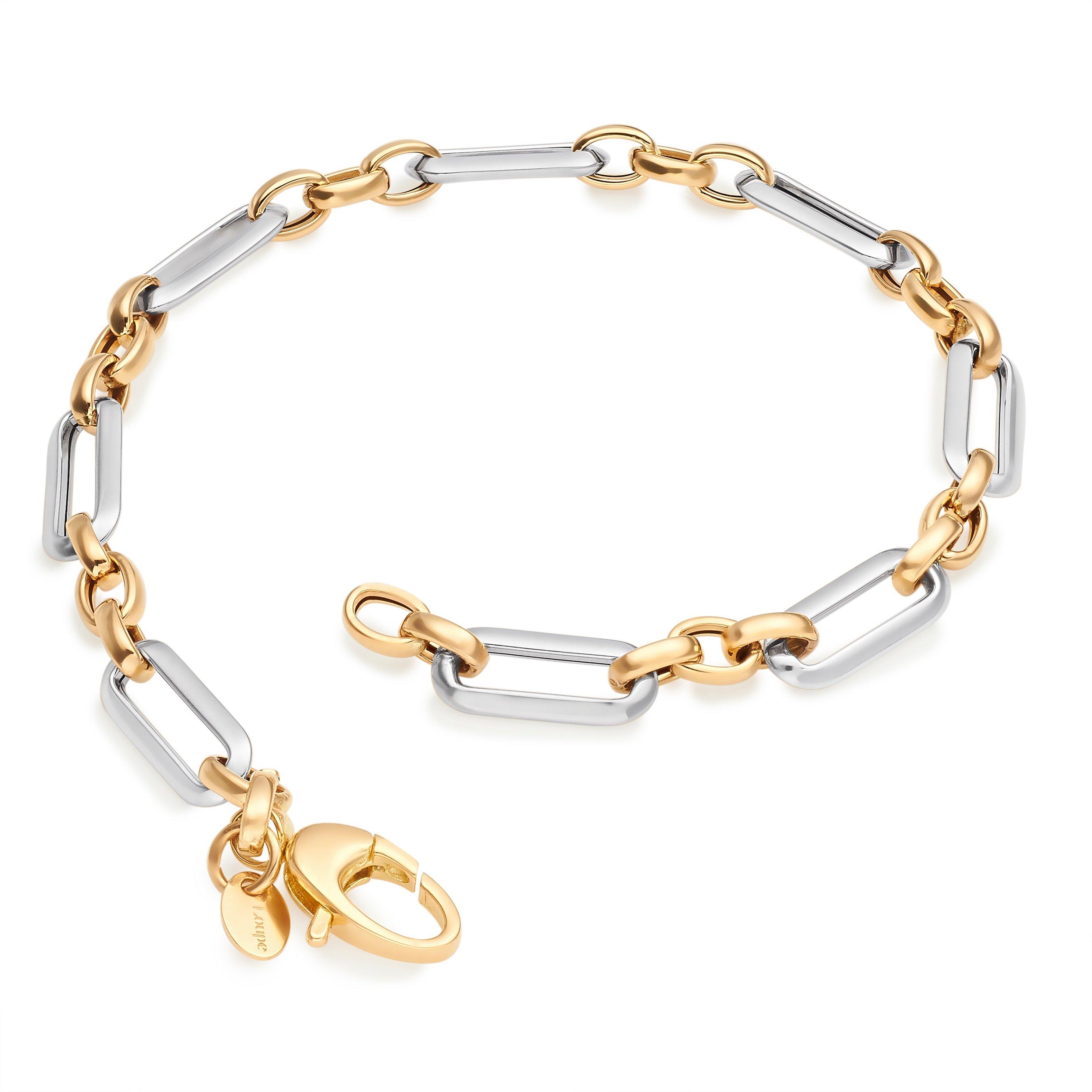 Loupe Solar Link Bracelet in 18ct White and Yellow Gold