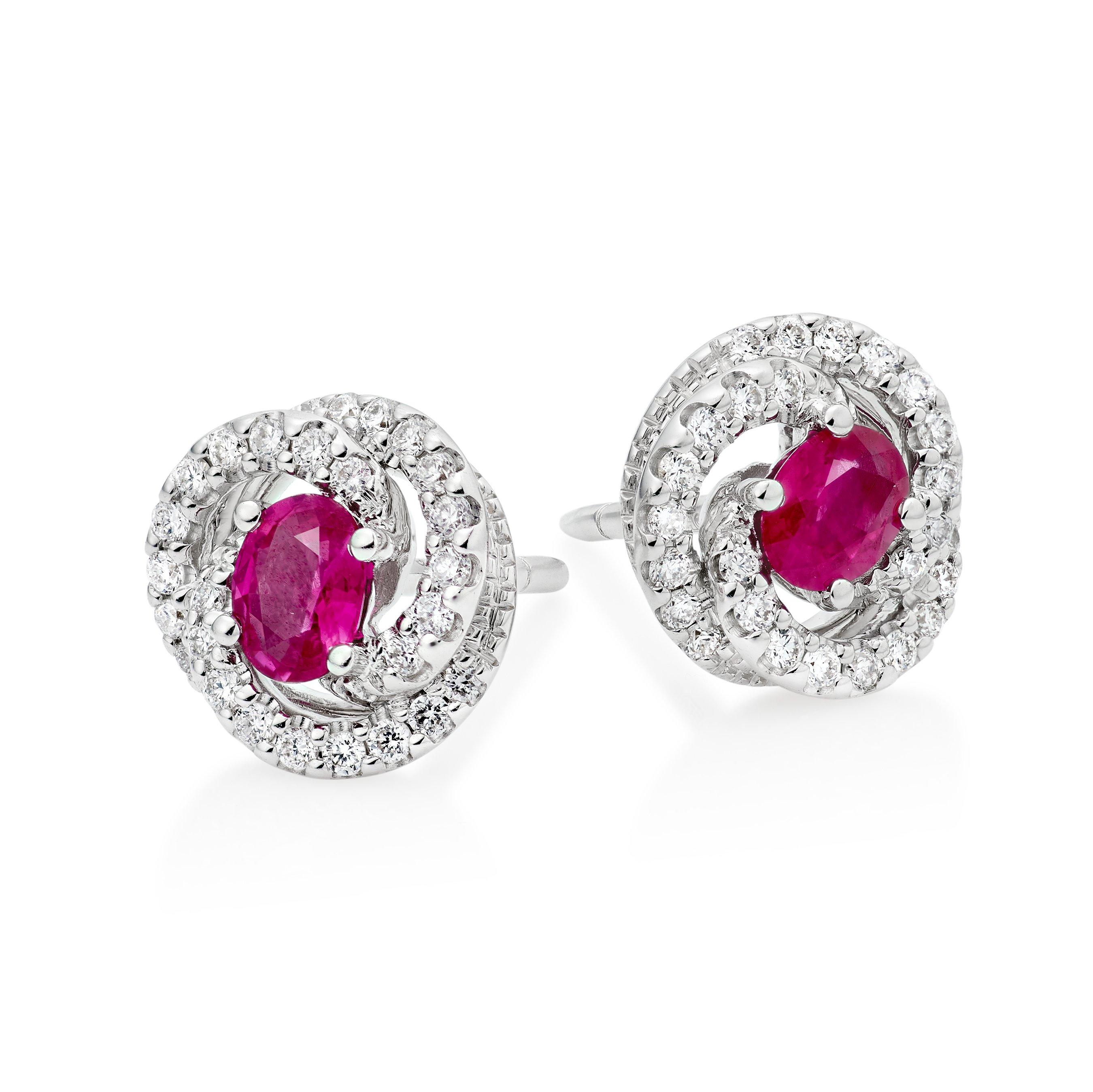 Loupe
Icons Swirl Ruby and Diamond 18ct White Gold Stud Earrings
