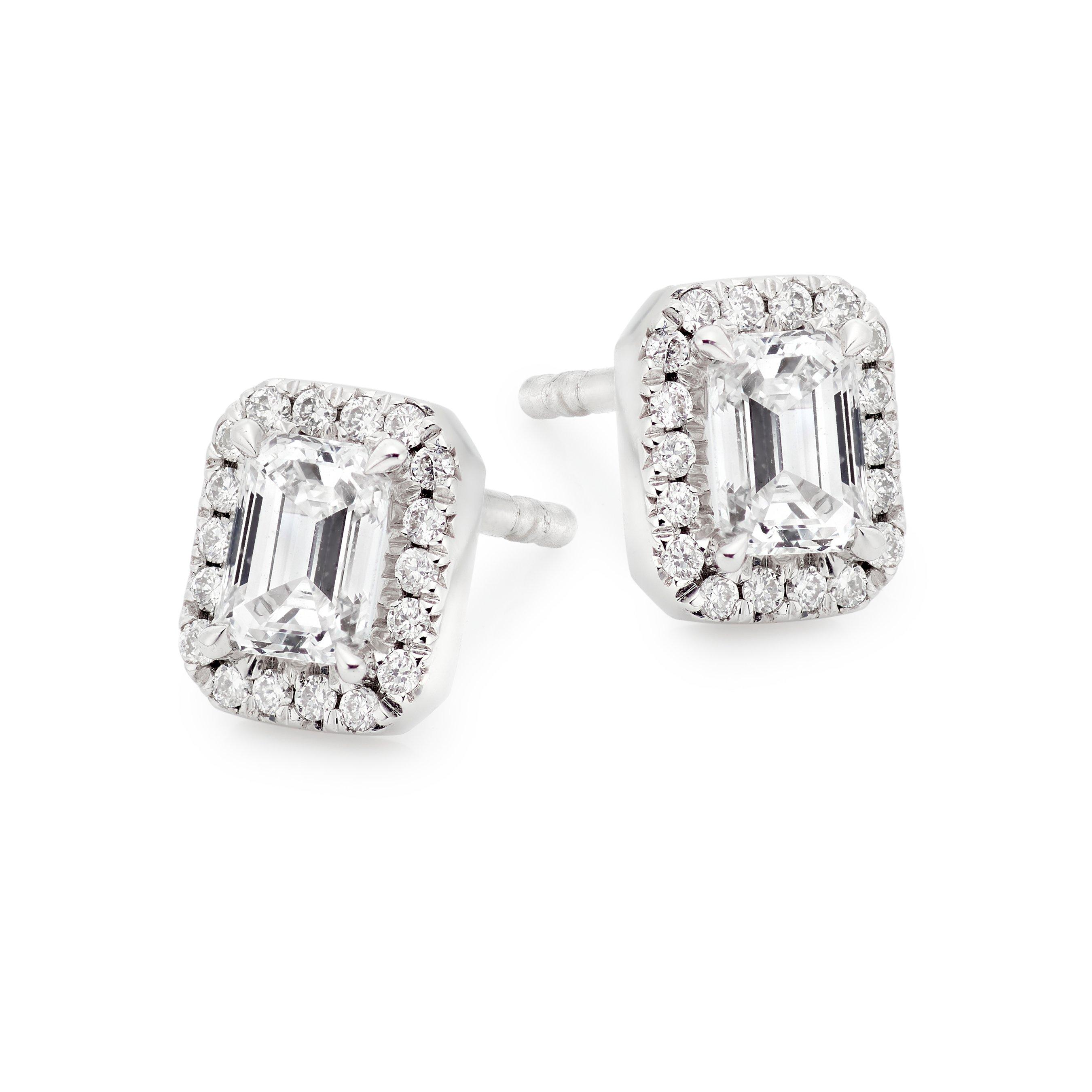 Loupe Celeste Diamond Halo Stud Earrings in 18ct White Gold
