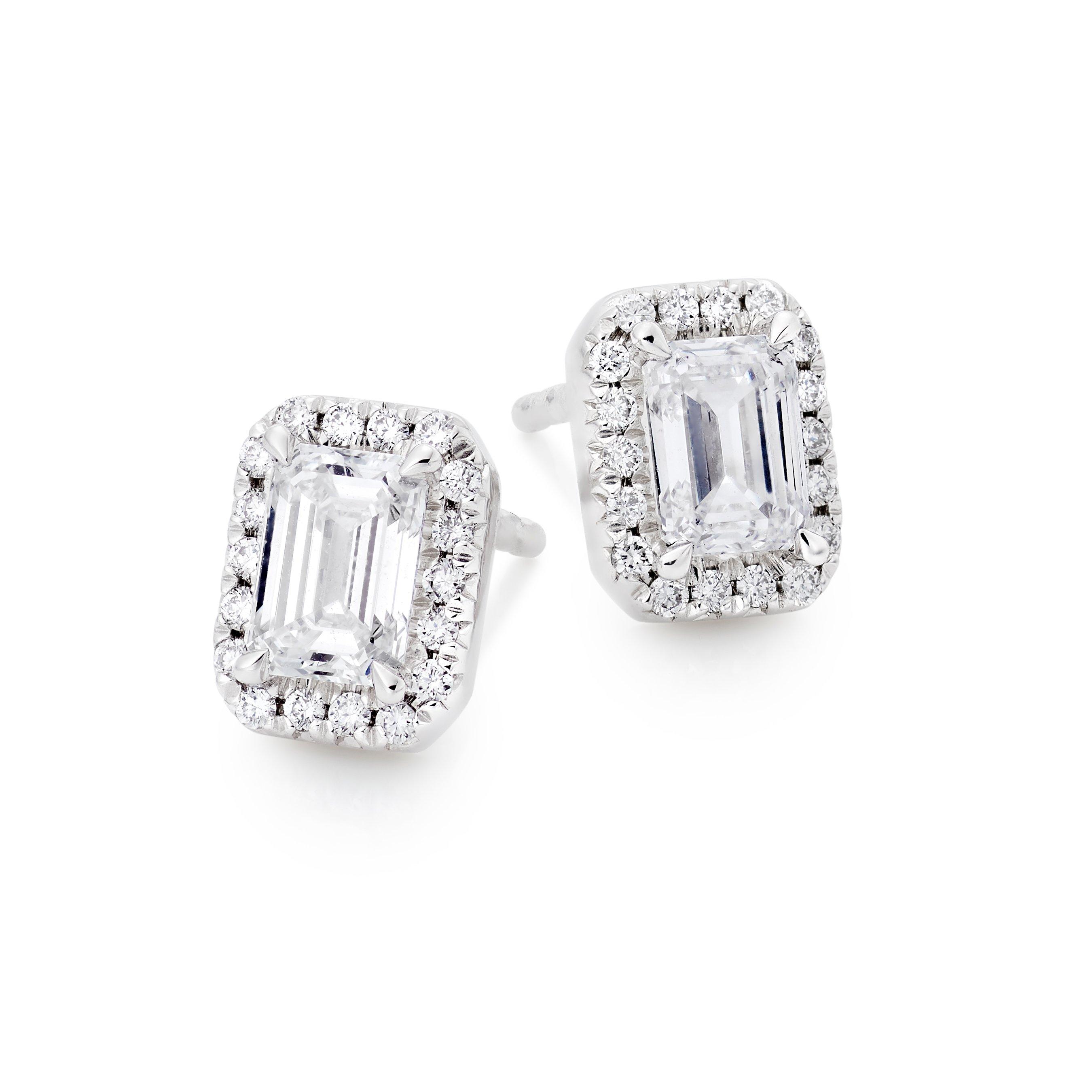 Loupe Celeste Diamond Halo Stud Earrings in 18ct White Gold