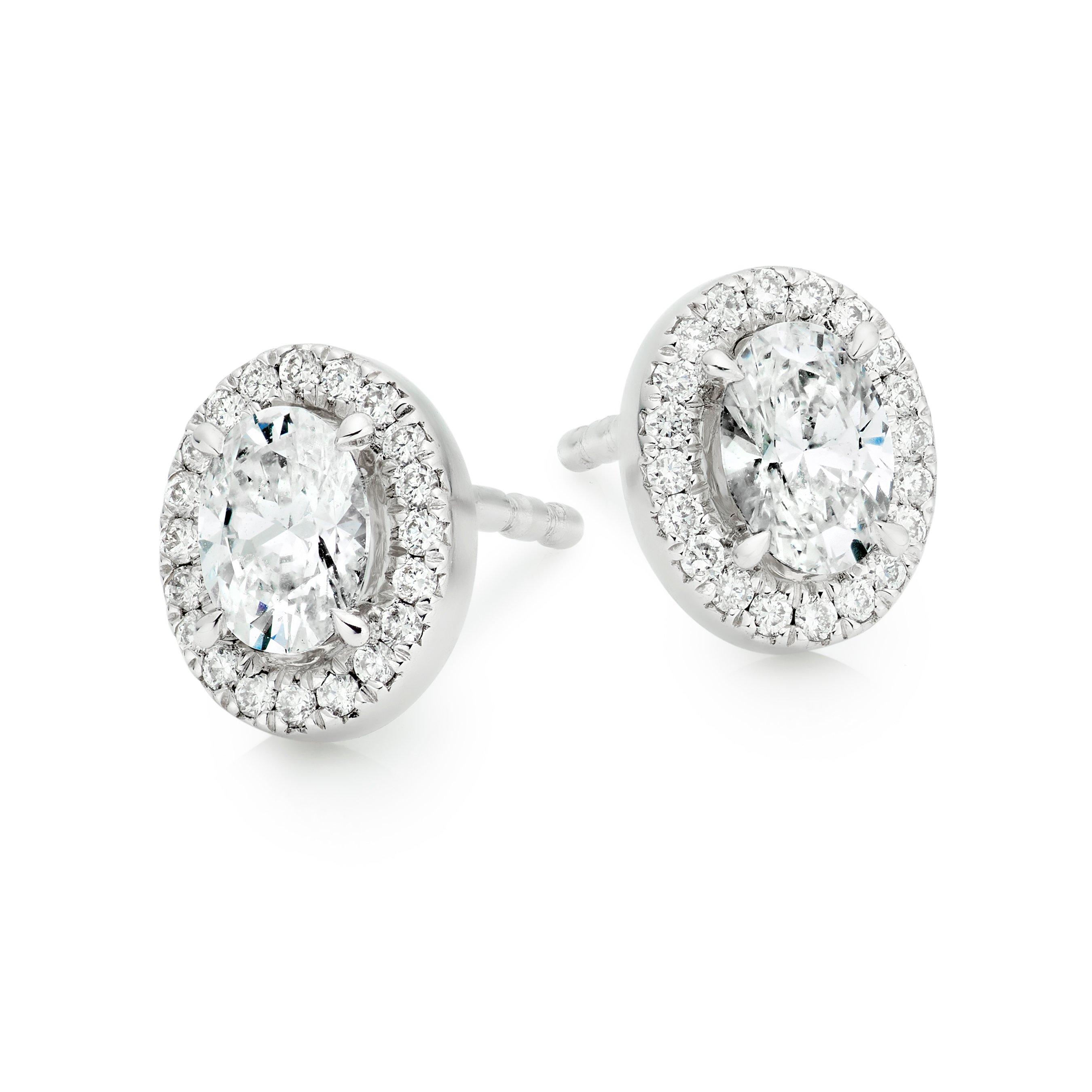 Loupe Celeste Diamond Halo Stud Earrings in 18ct White Gold