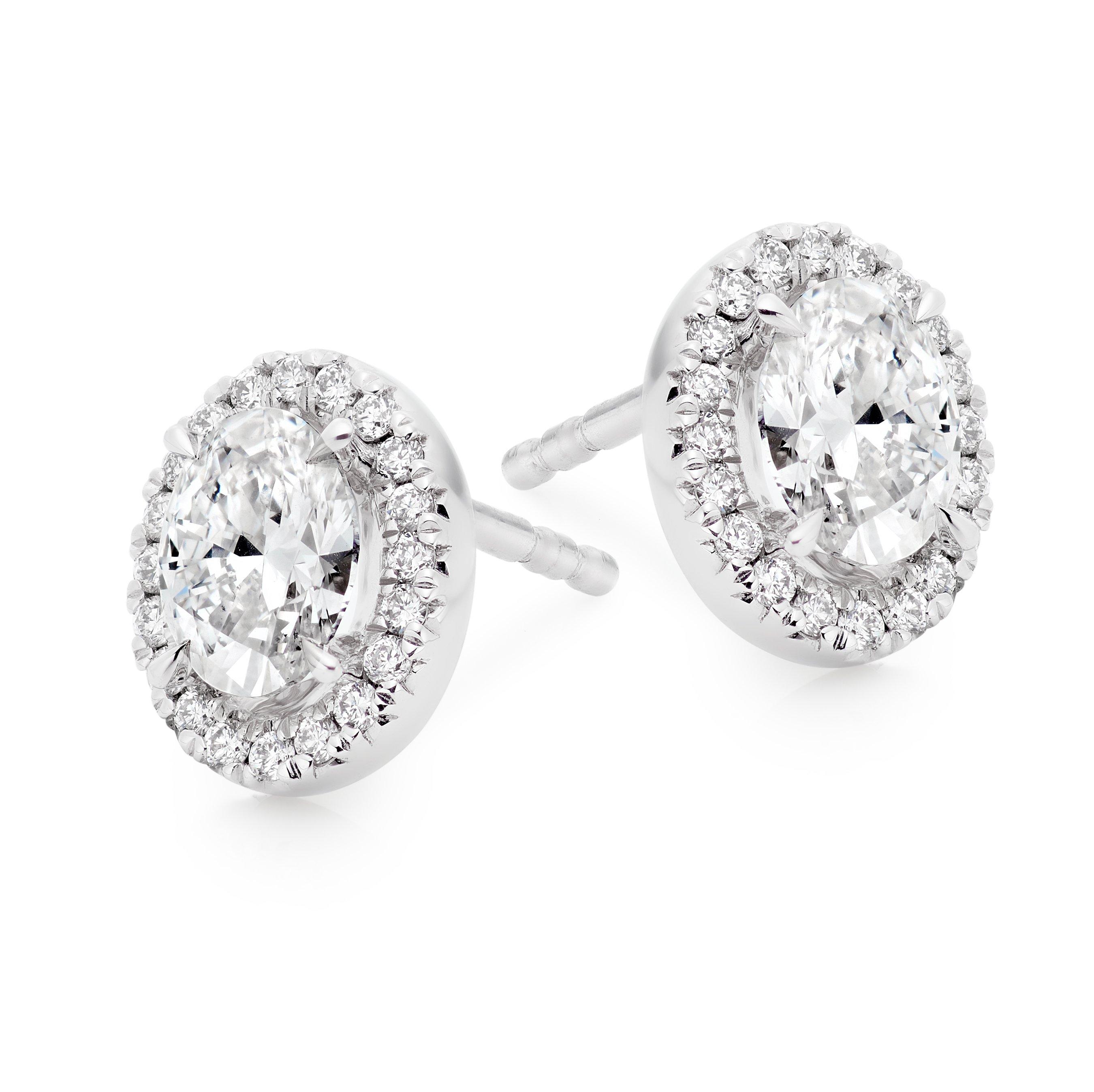 Loupe Celeste Diamond Halo Stud Earrings in 18ct White Gold