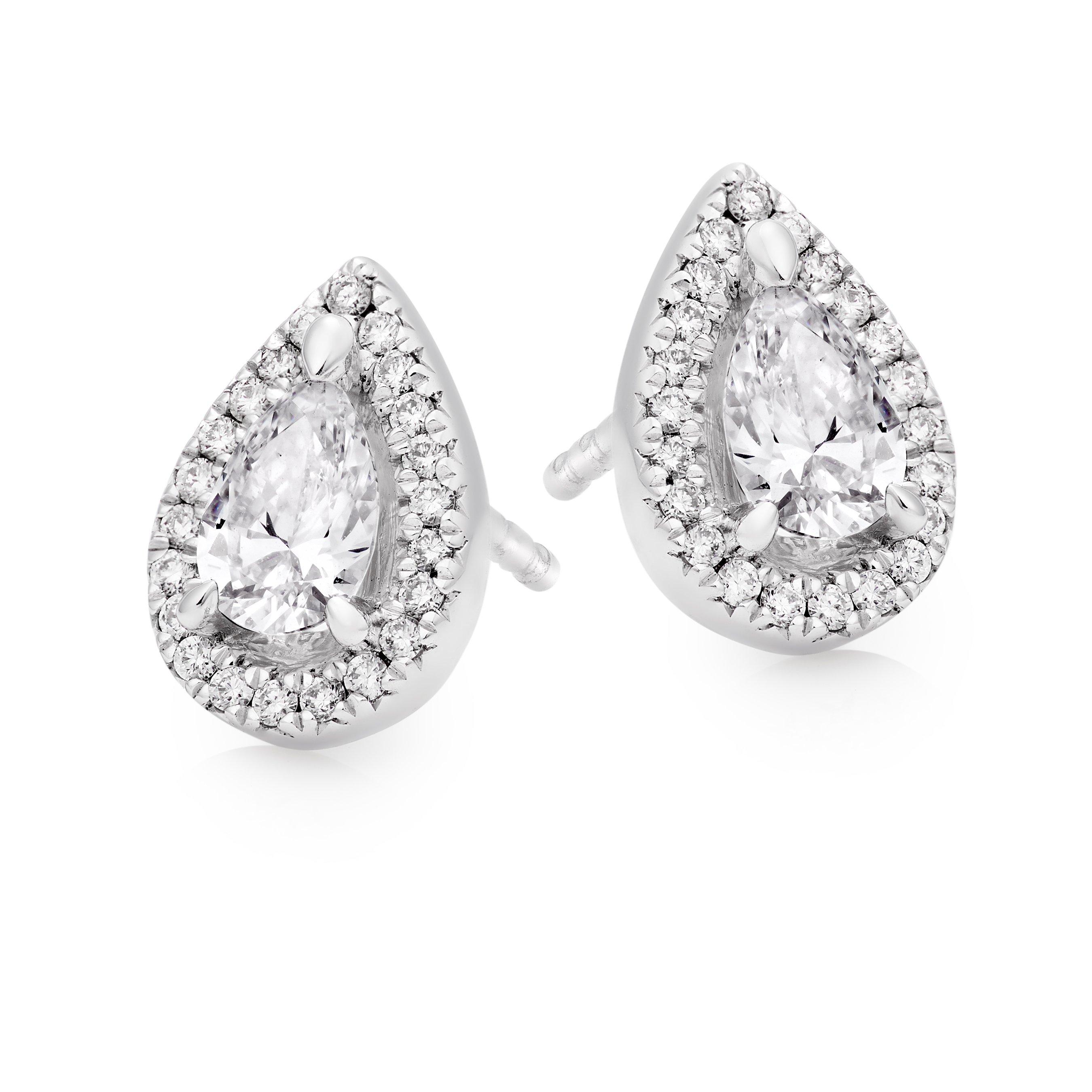 Loupe Celeste Diamond Halo Stud Earrings in 18ct White Gold