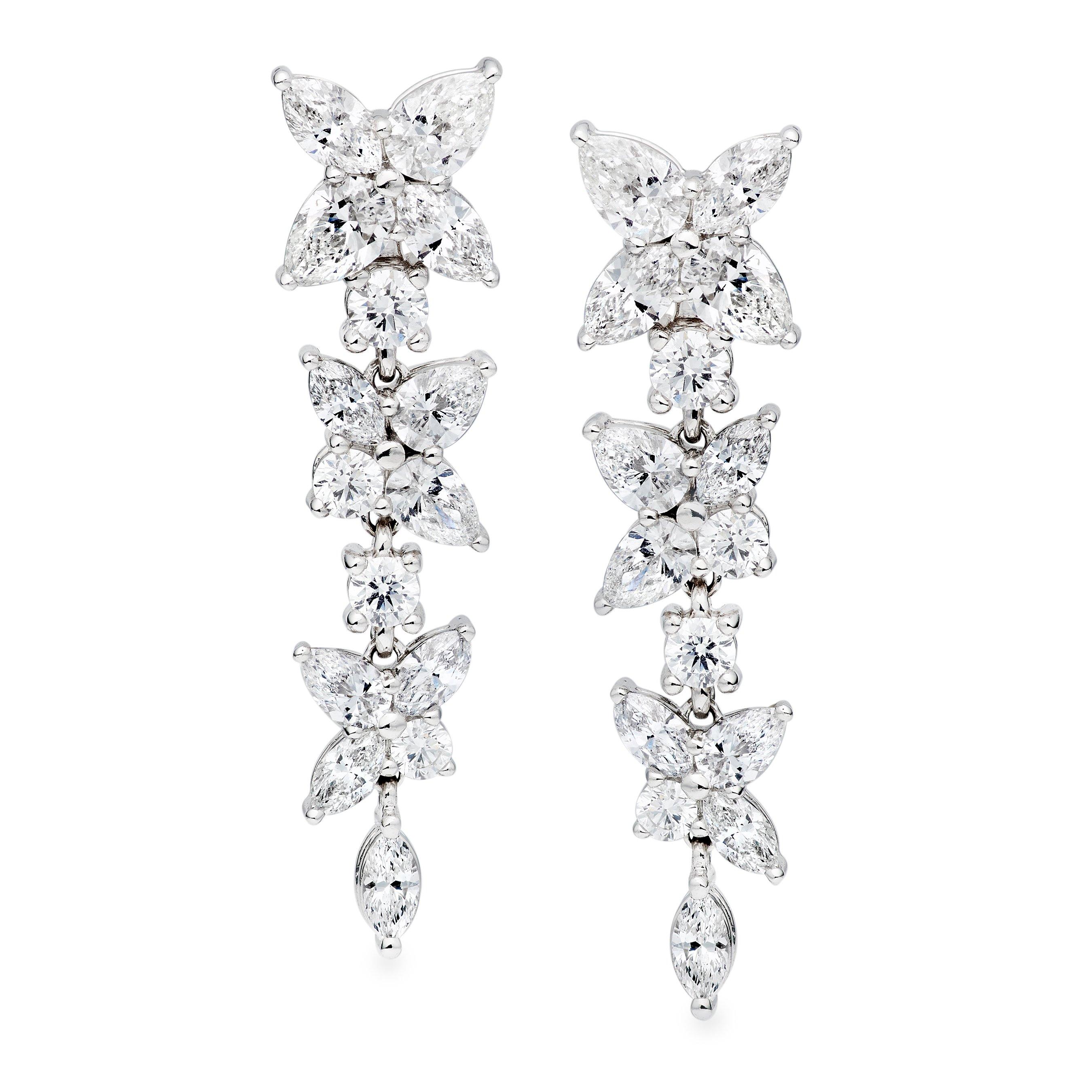 Confection Diamond Drop Earrings in 18ct White Gold