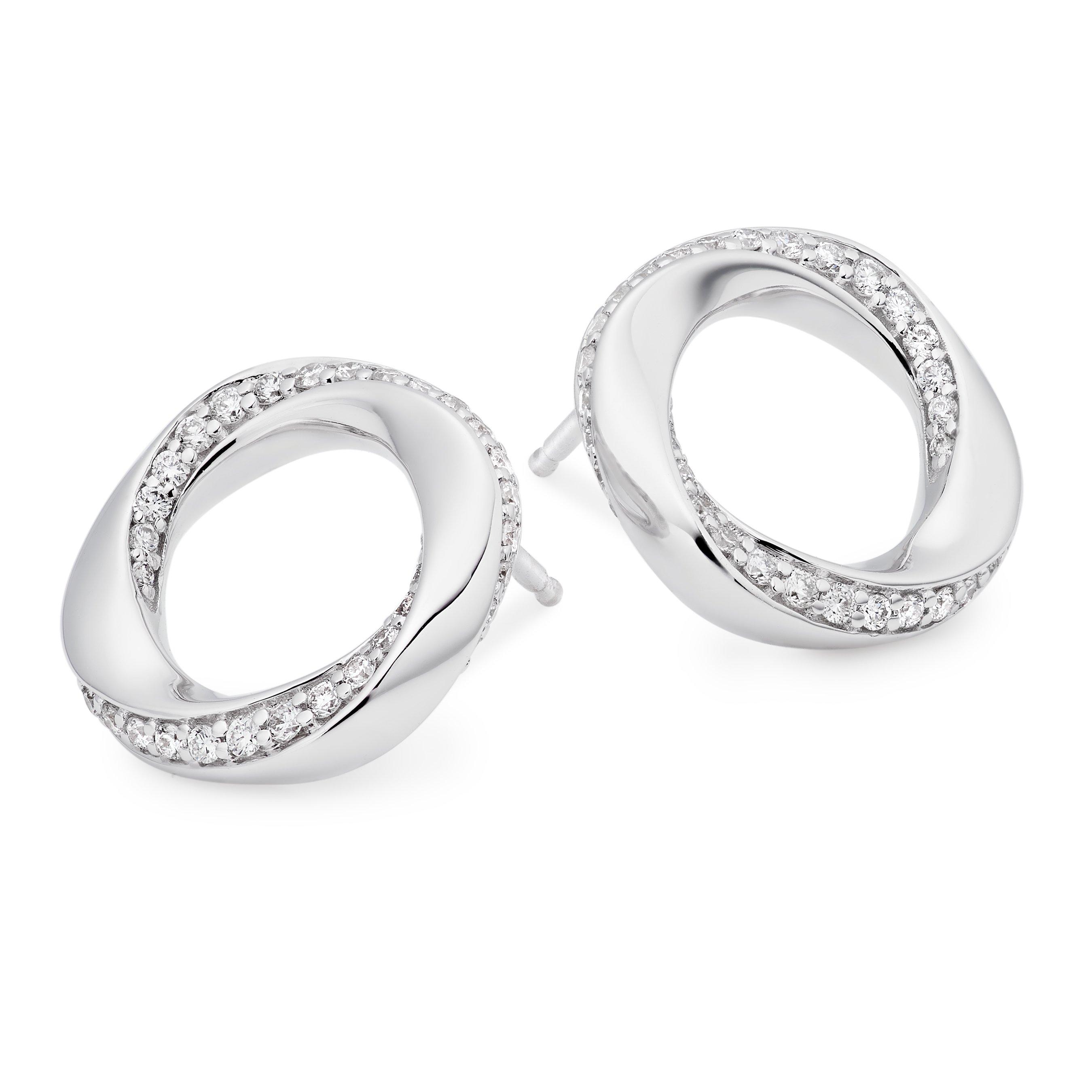 Loupe Spyra Circle Diamond Stud Earrings in 18ct White Gold