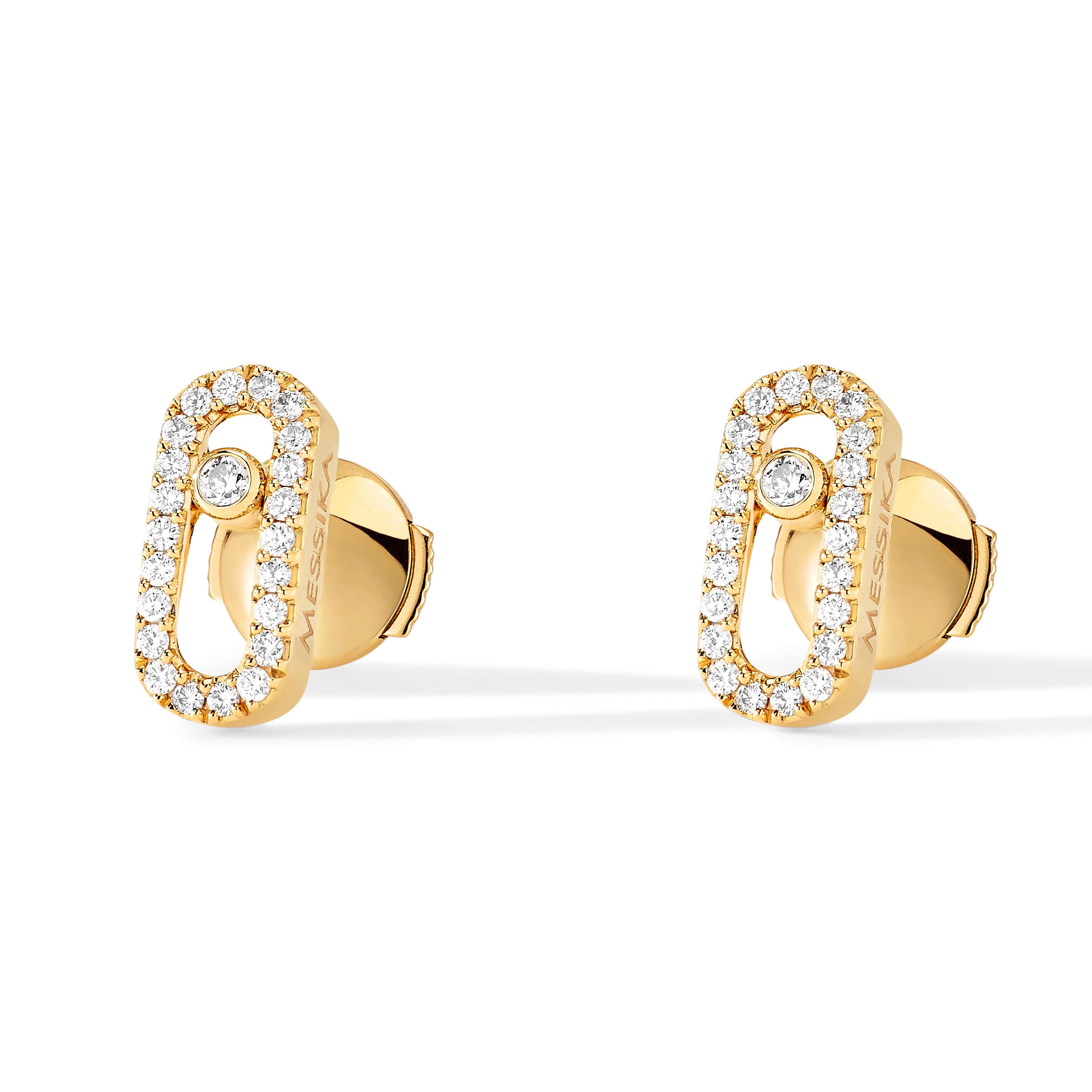 Messika Move Uno 18ct Yellow Gold Diamond Stud Earrings