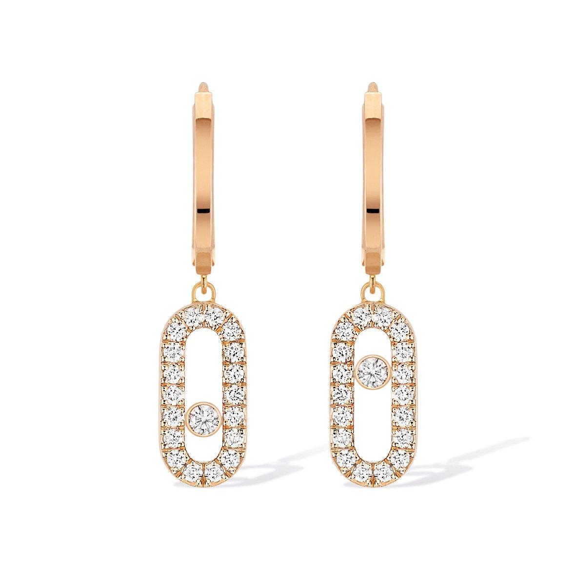 Messika Move Uno 18ct Pink Gold Diamond Hoop Earrings