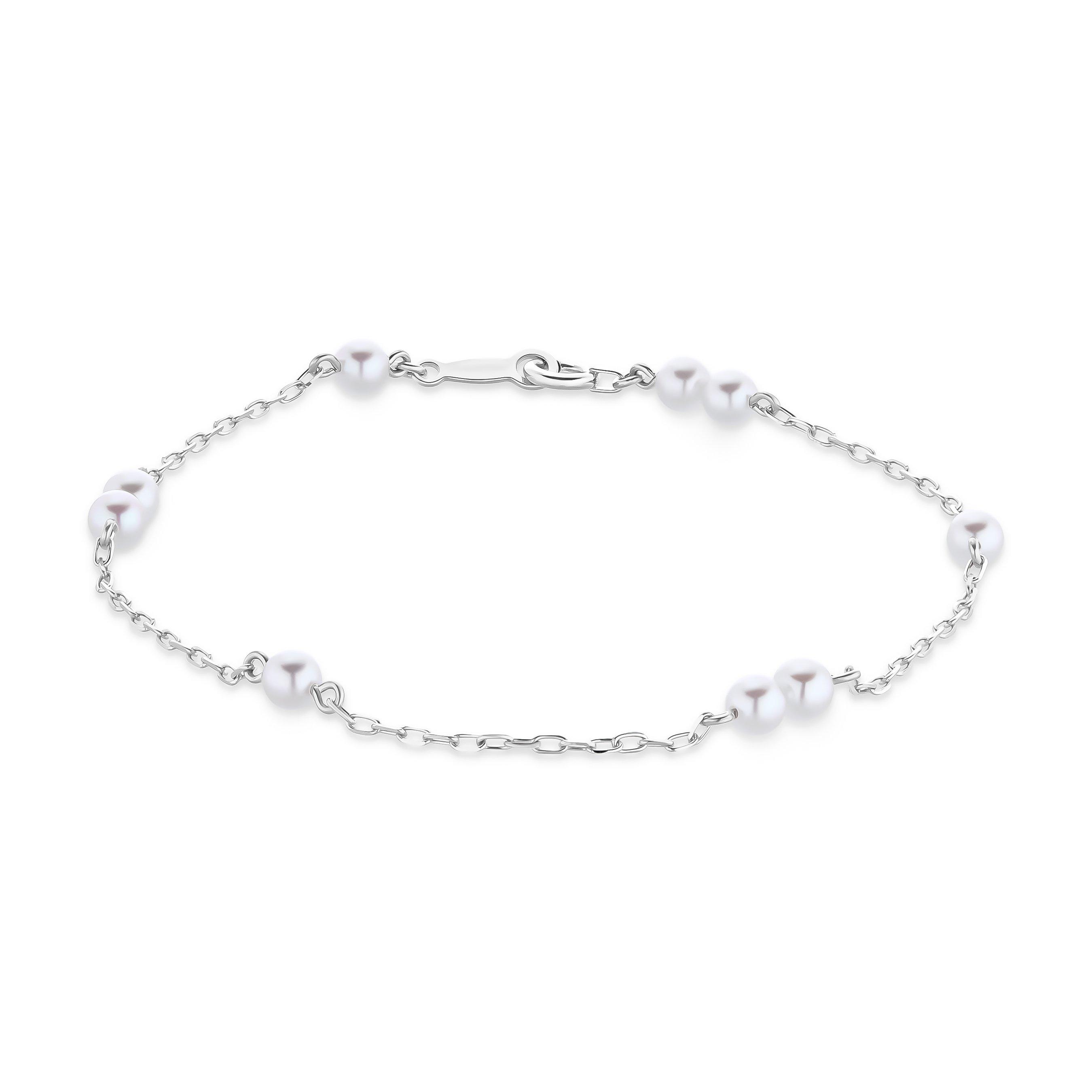 Mikimoto Pearl Chain Bracelet in 18ct White Gold