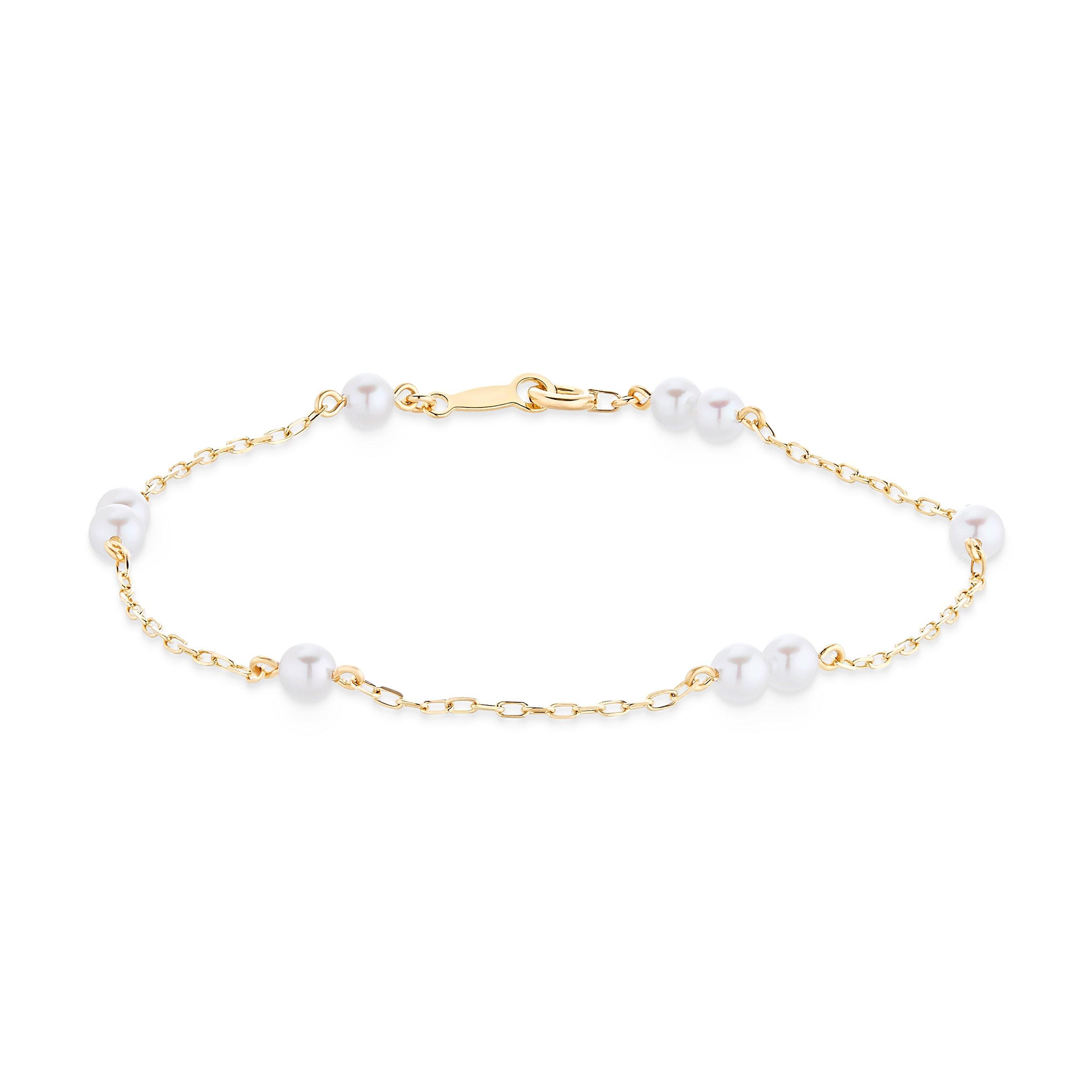 Mikimoto Pearl Chain Bracelet in 18ct Yellow Gold