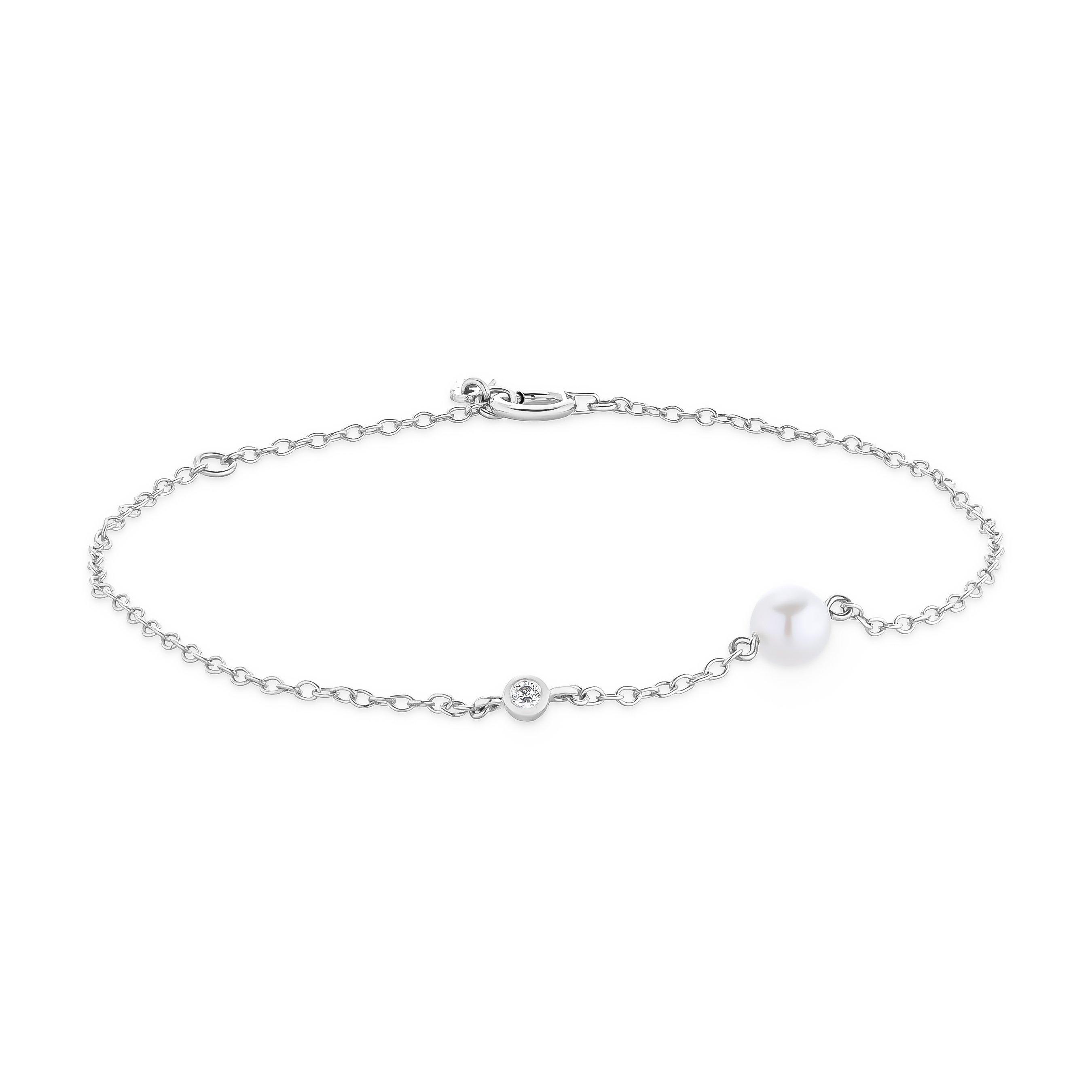 Mikimoto Pearl Chain Pearl and Diamond Bracelet in 18ct White Gold
