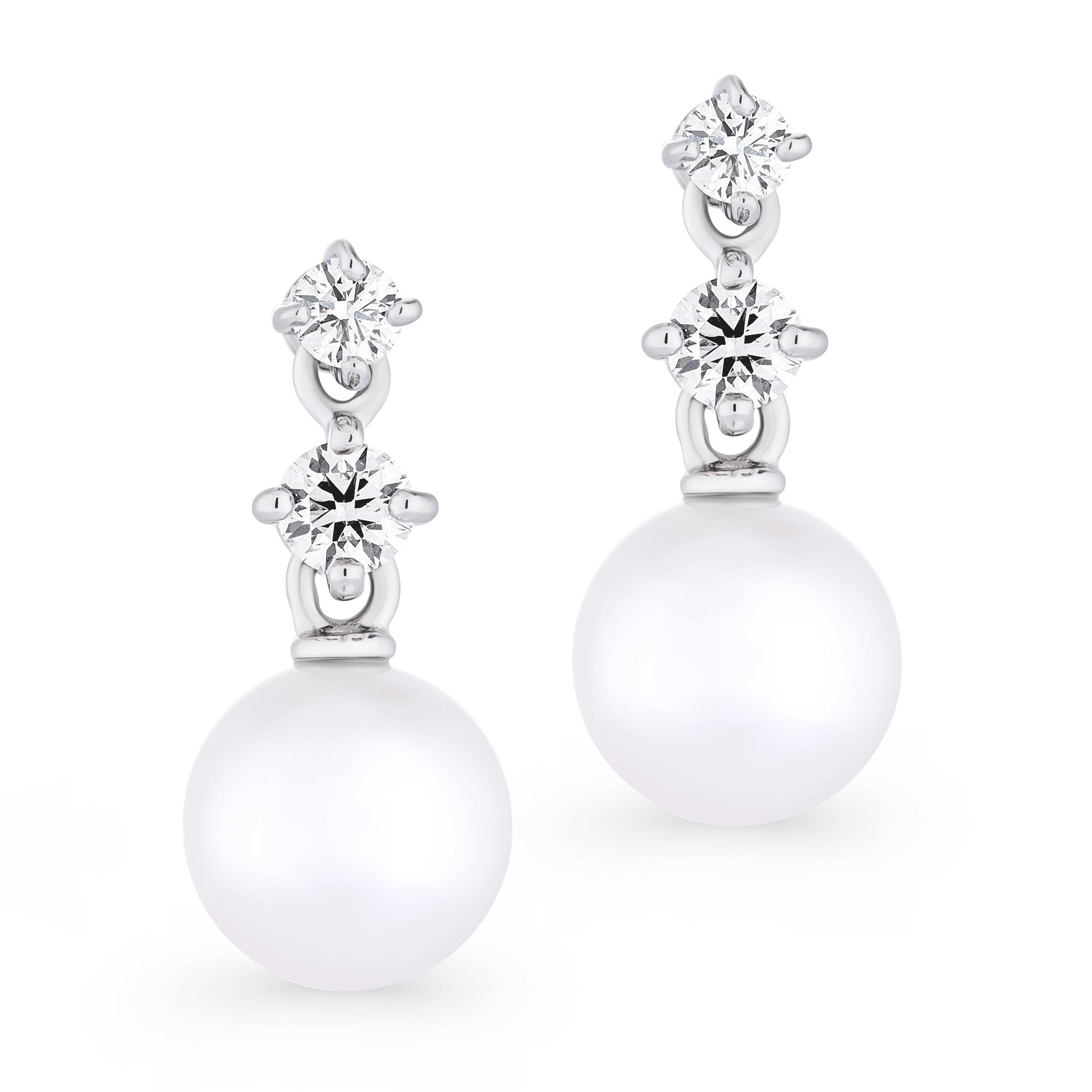 Mikimoto Morning Dew Pearl and Diamond Earrings in 18ct White Gold