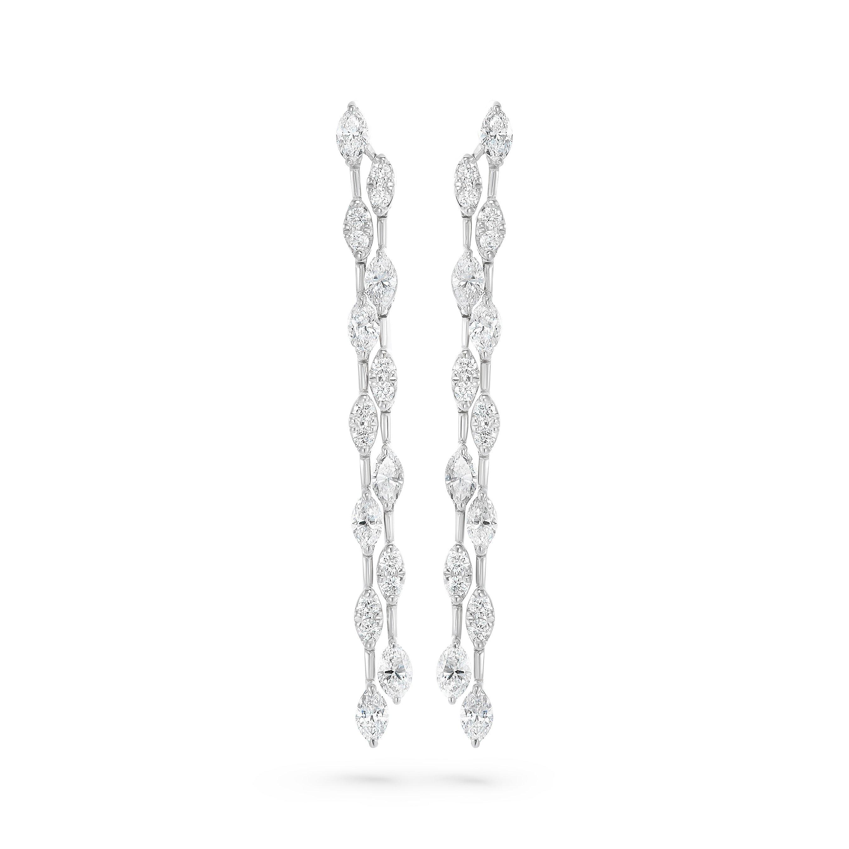 Loupe Confection Diamond Drop Earrings In 18ct White Gold