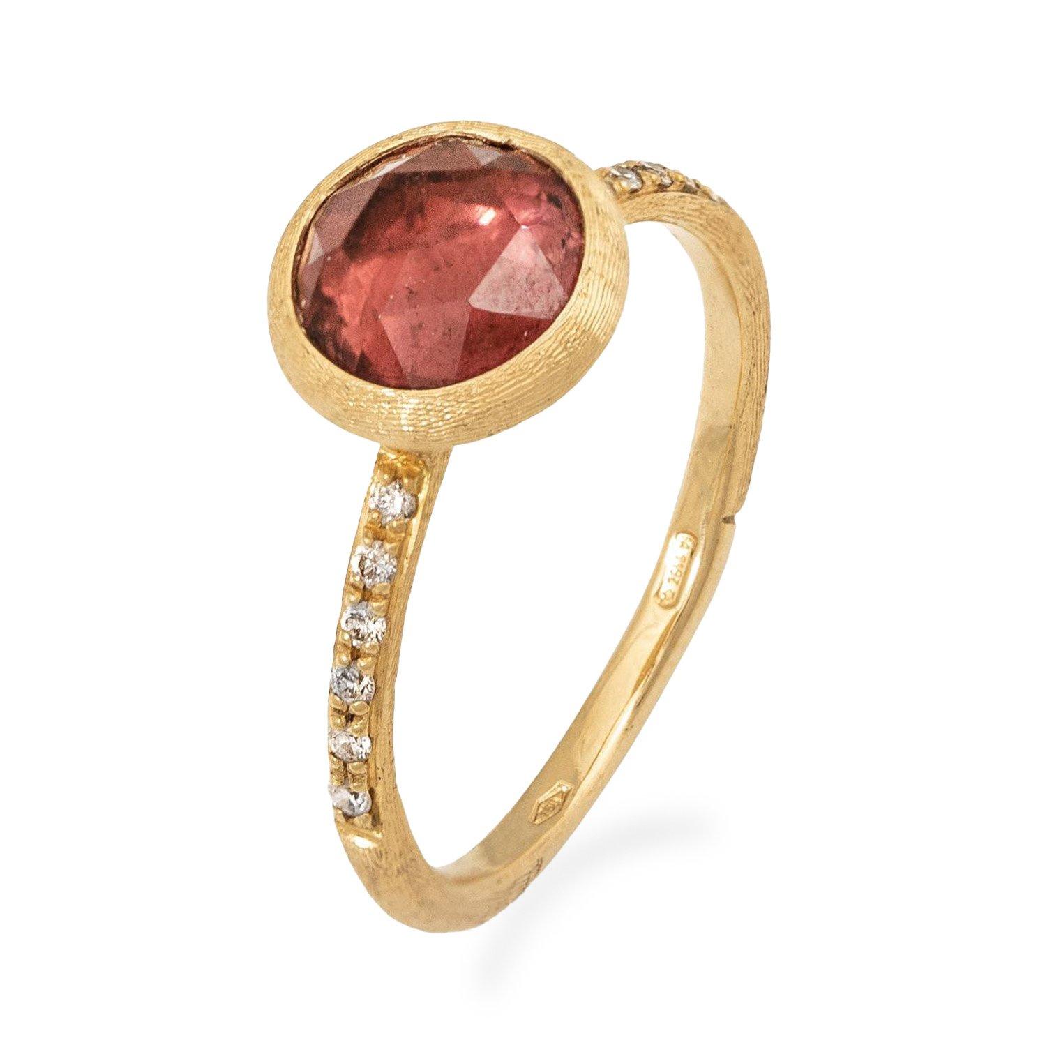 Marco Bicego Jaipur Colour 18ct Yellow Gold Diamond and Pink Tourmaline Ring