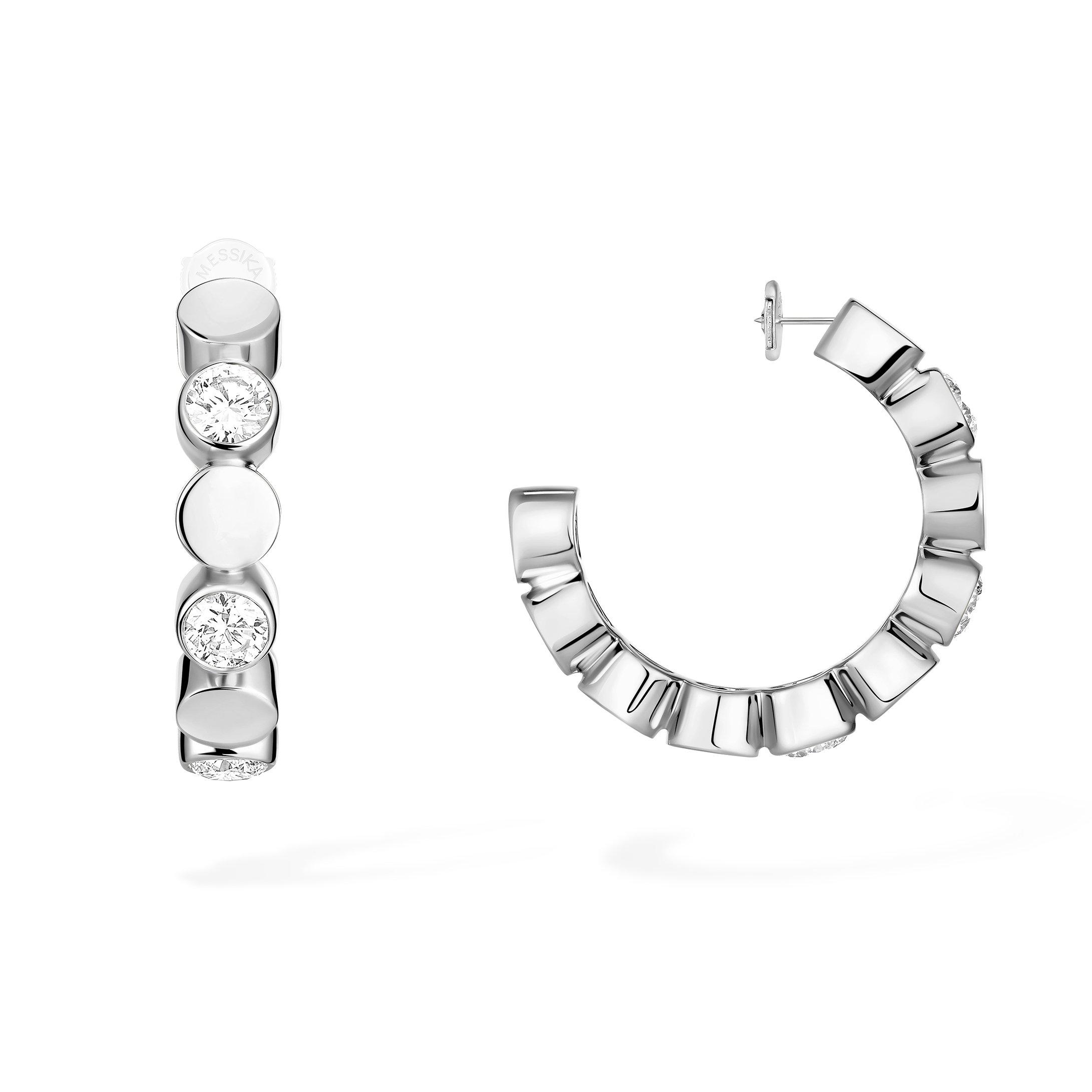 Messika D-Vibes 18ct White Gold Diamond Mini Hoop Earrings