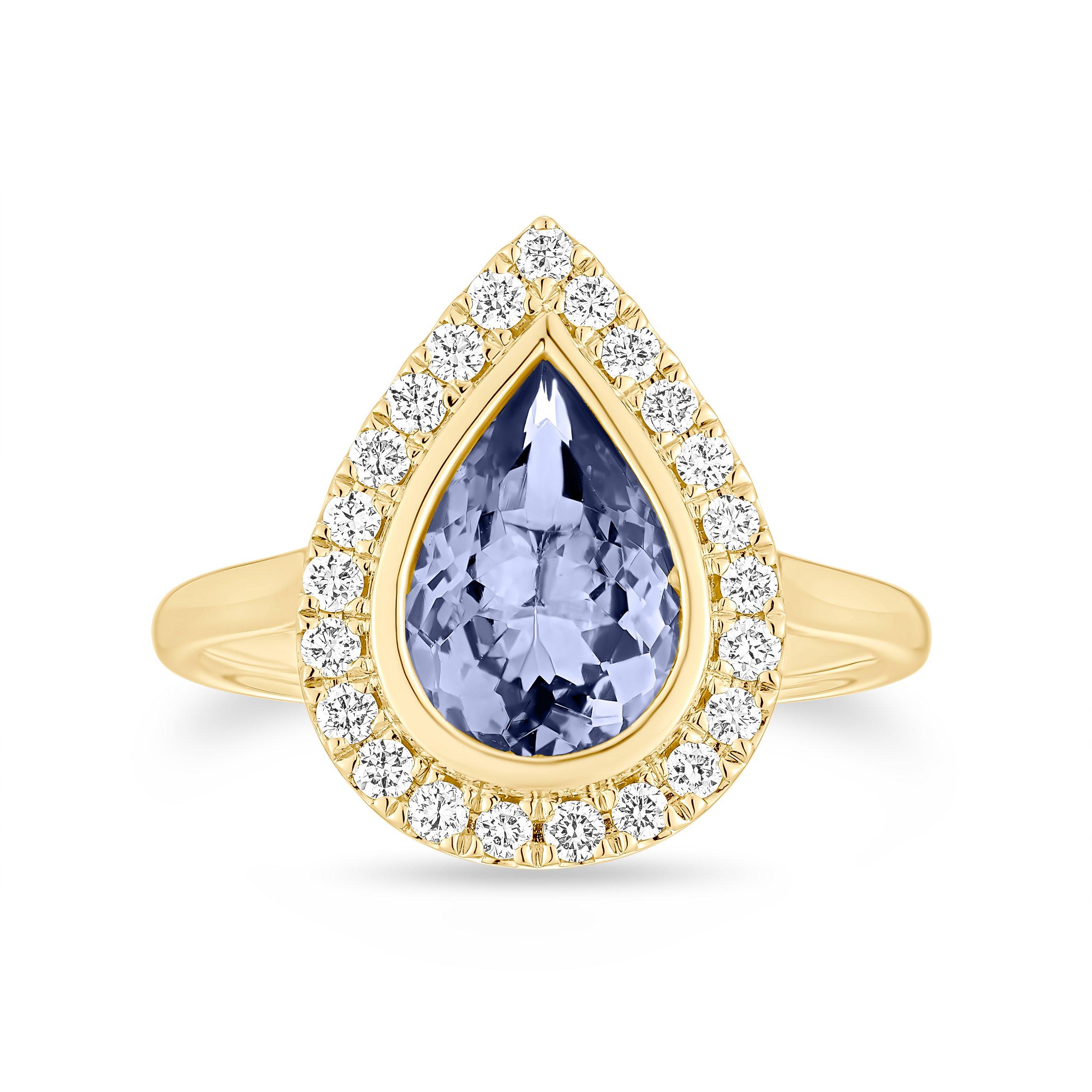 Loupe Iris Diamond and Tanzanite Ring in 18ct Yellow Gold