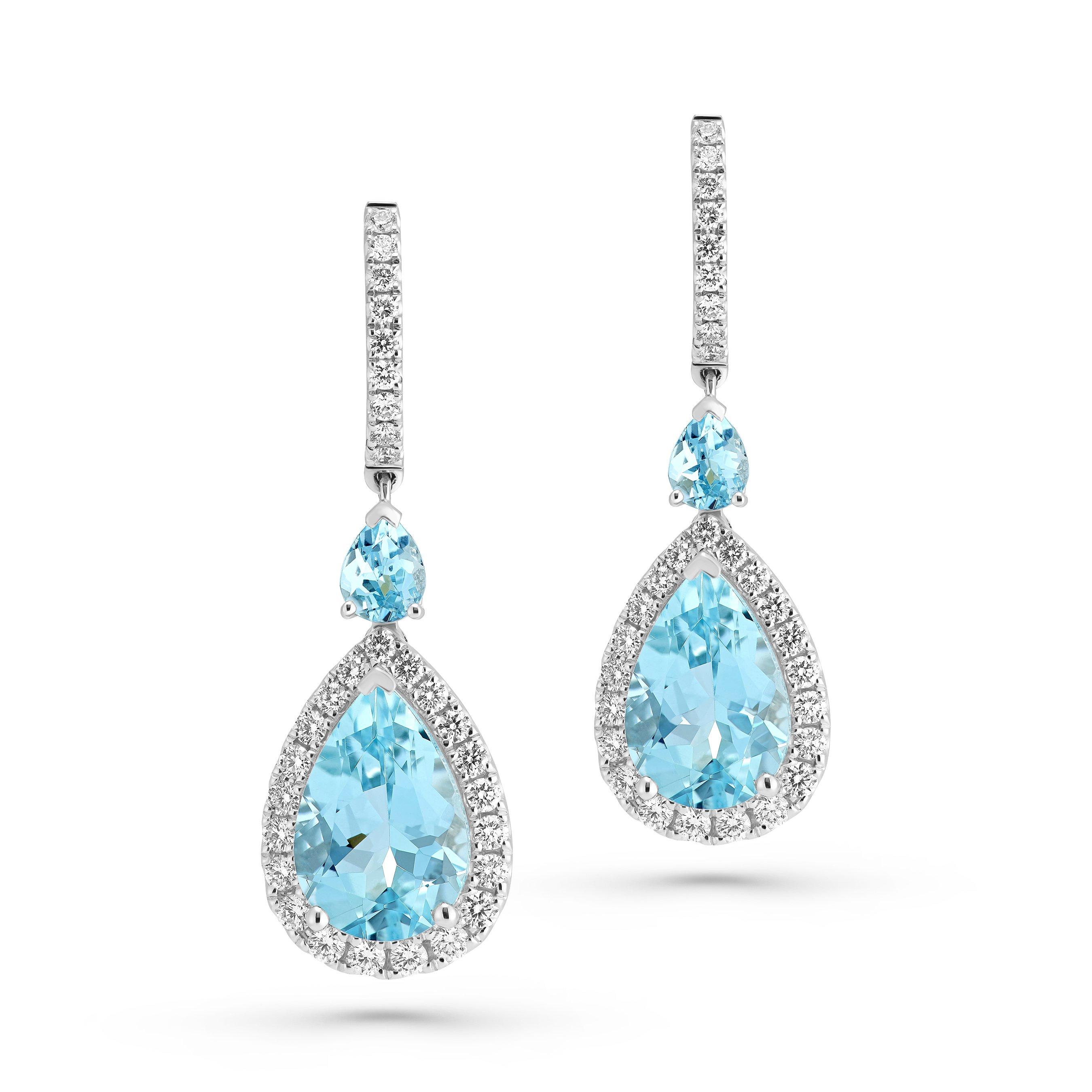 Loupe Spectrum Aquamarine and Diamond Earrings in 18ct White Gold
