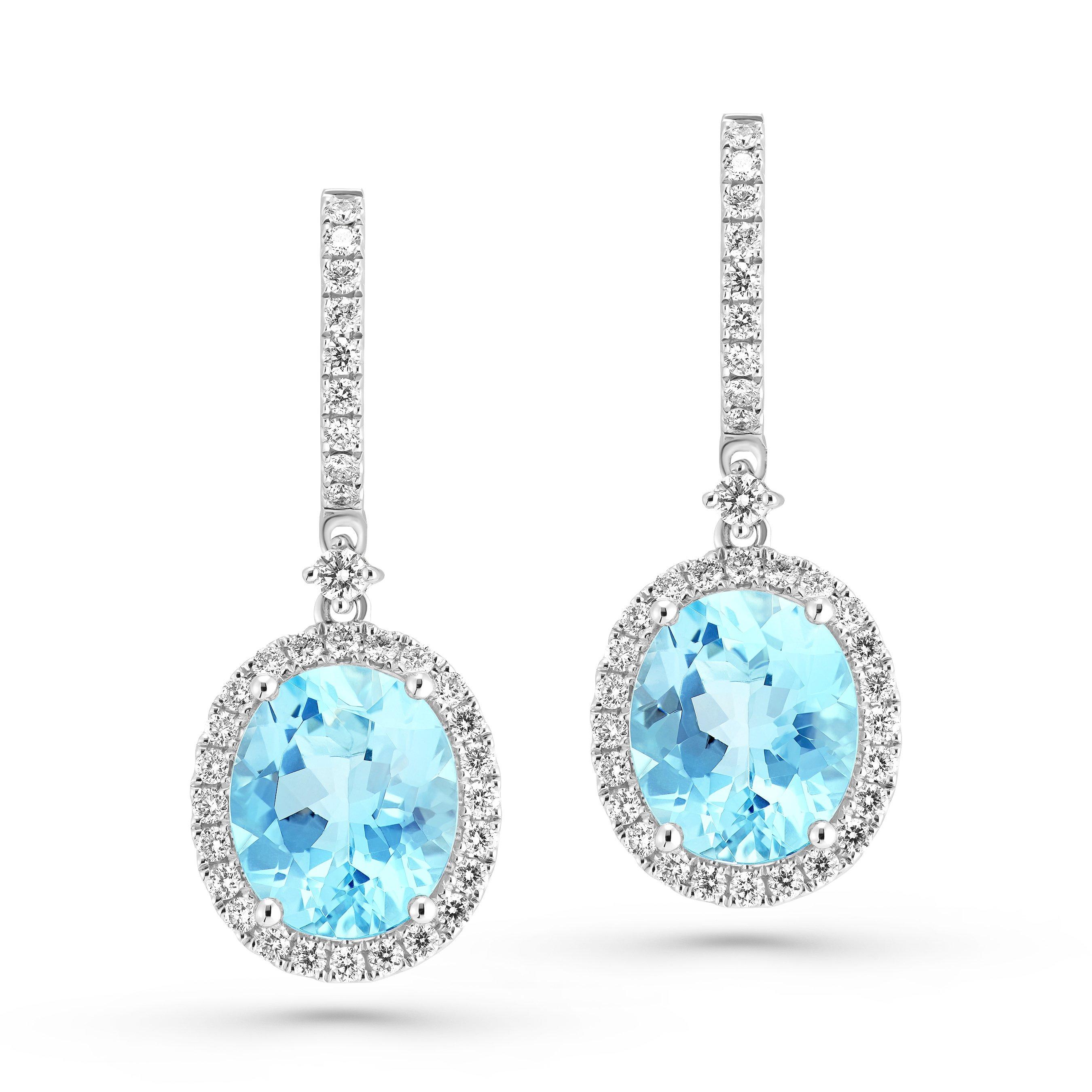 Loupe Spectrum Aquamarine and Diamond Earrings in 18ct White Gold