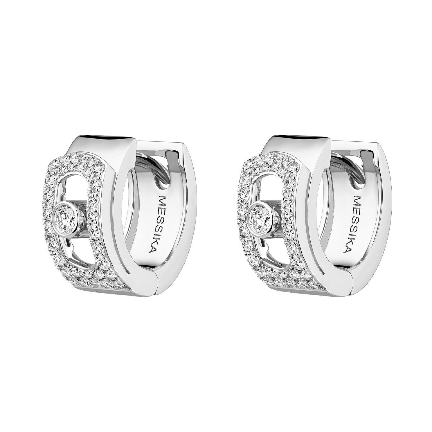 Messika Move Noa Pavé Hoop Earrings in 18ct White Gold