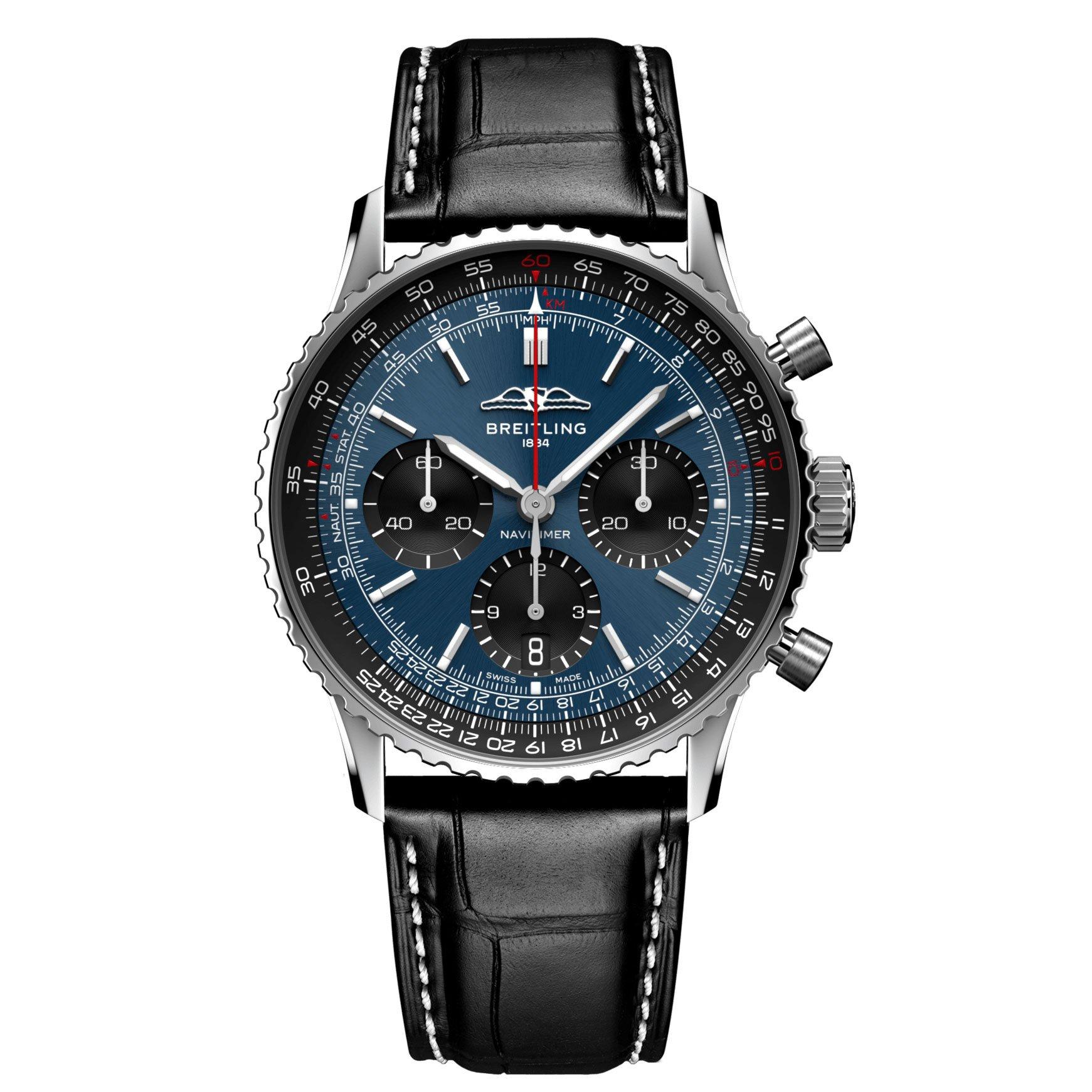 Breitling Navitimer B01 Chronograph Stainless Steel Men s Watch 41 mm Blue Dial AB0139241C1P1 Loupe