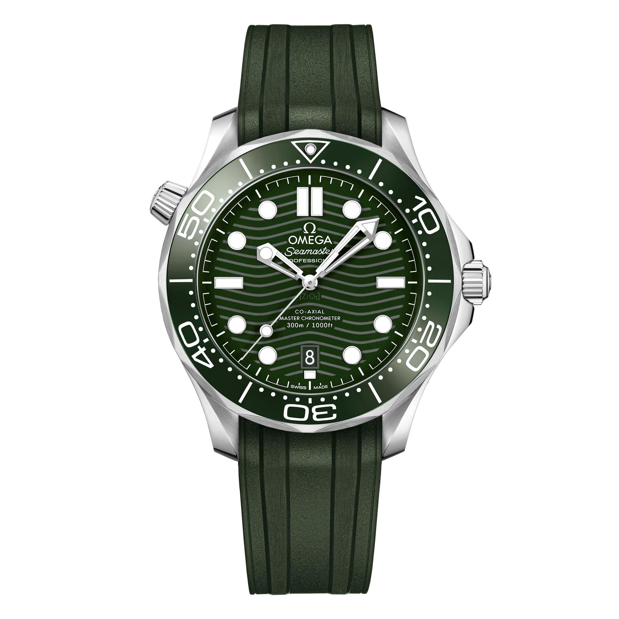 OMEGA Seamaster Diver 300m Co Axial Master Chronometer Stainless Steel Rubber Men s Watch 42 mm Green Dial 210.32.42.20.10.001 Loupe