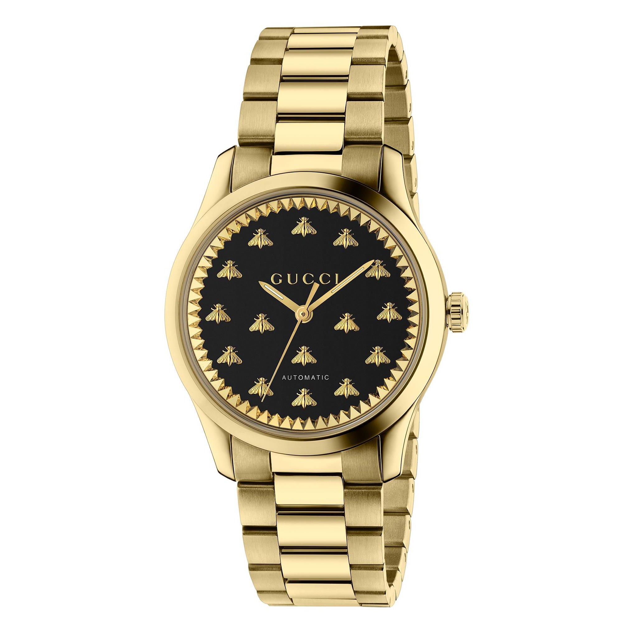 Gucci G-Timeless 18ct Yellow Gold Black Automatic Ladies Watch