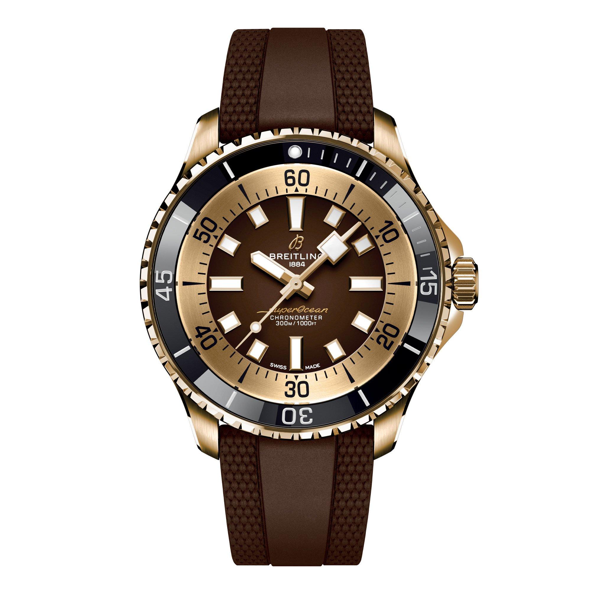 Breitling Superocean Automatic 44mm Brown Rubber Strap Bronze Men's Watch