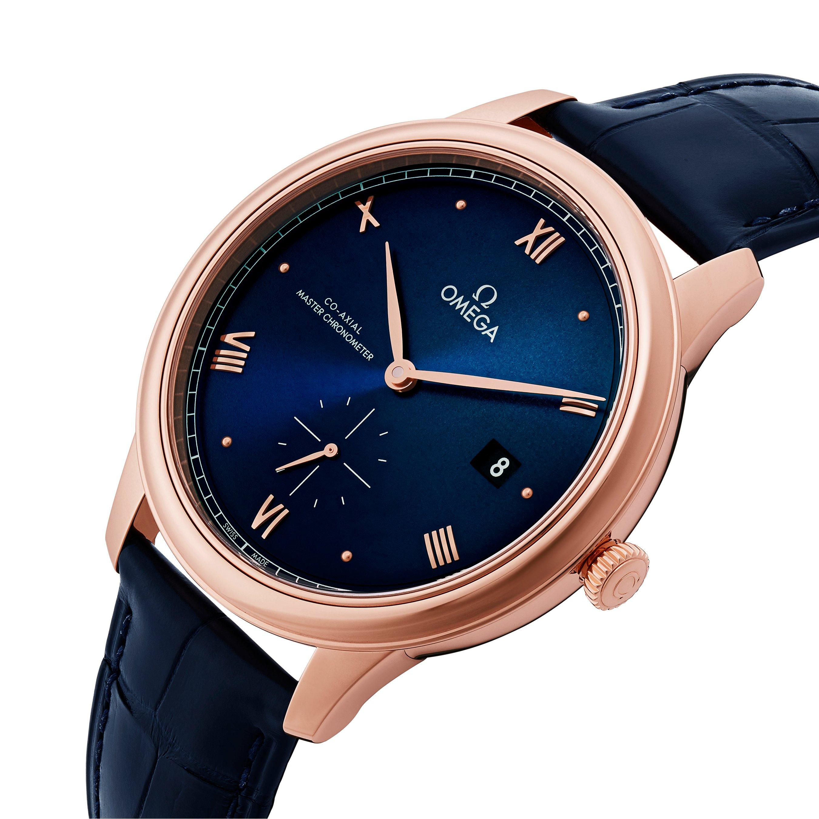 De Ville Prestige 18ct Sedna Gold Blue Leather Automatic Watch