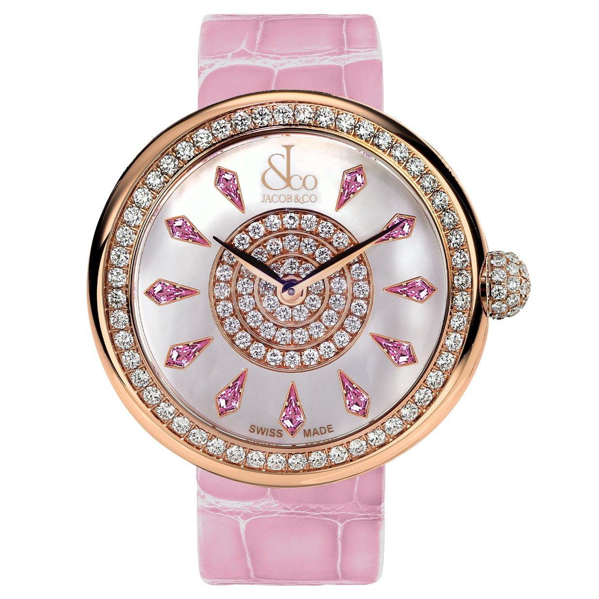 Jacob & Co. Limited Edition Brilliant 38mm 18K Rose Gold Diamond Pink Sapphire Ladies Watch